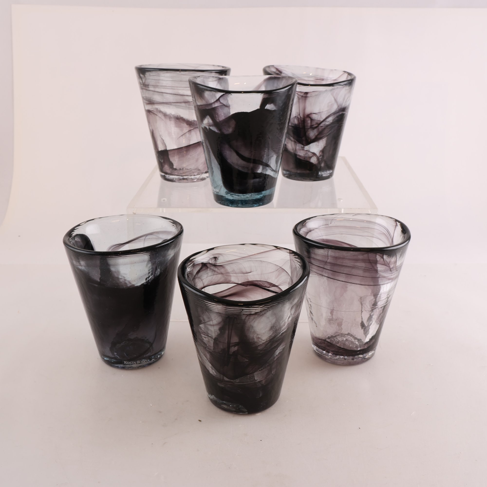 Glas, Kosta Boda, Mine Tumbler, Ulrica Hydman-Vallien, 6 st. Samfraktas ej