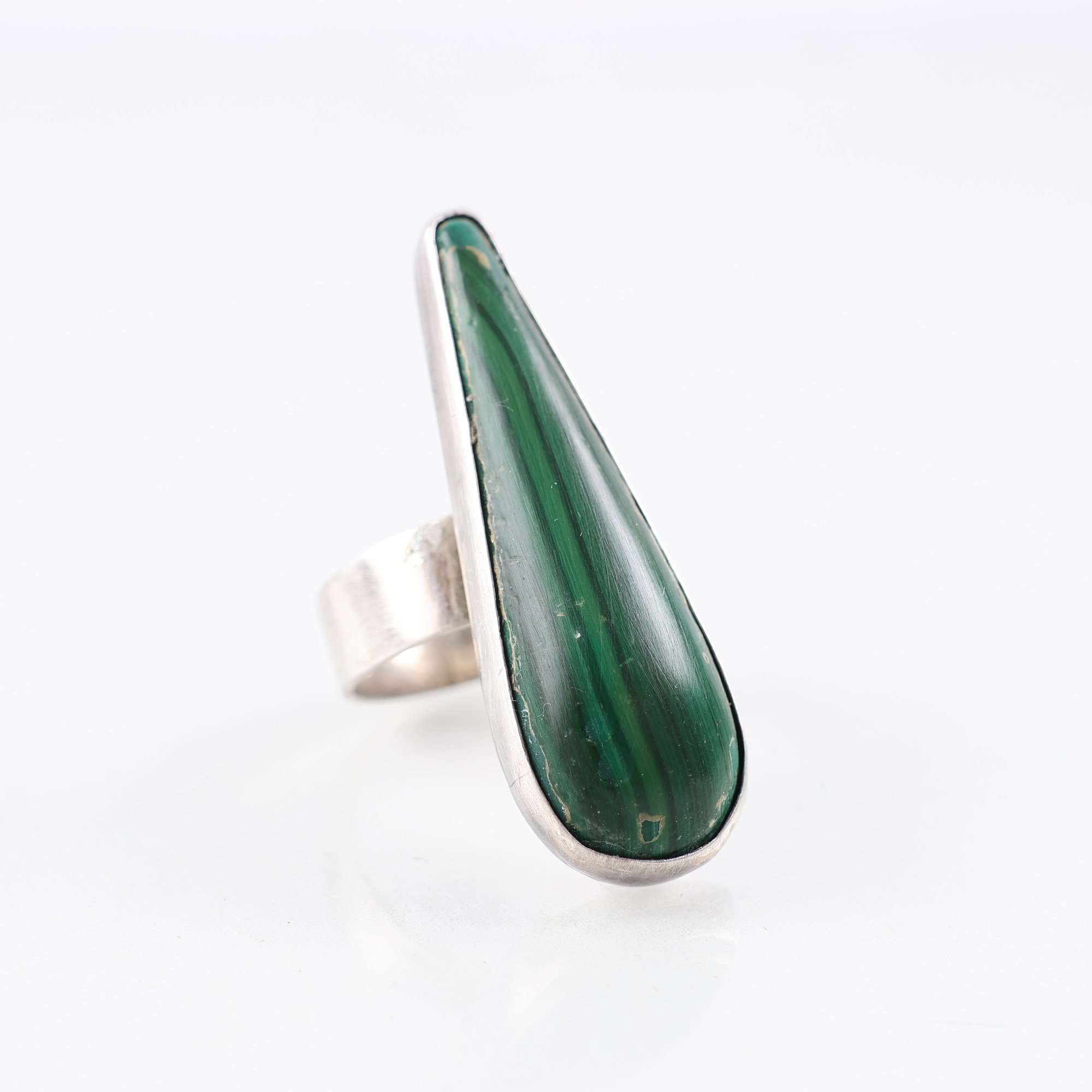 Ring, silver 925, malakit, vintage, brv: 13.5g
