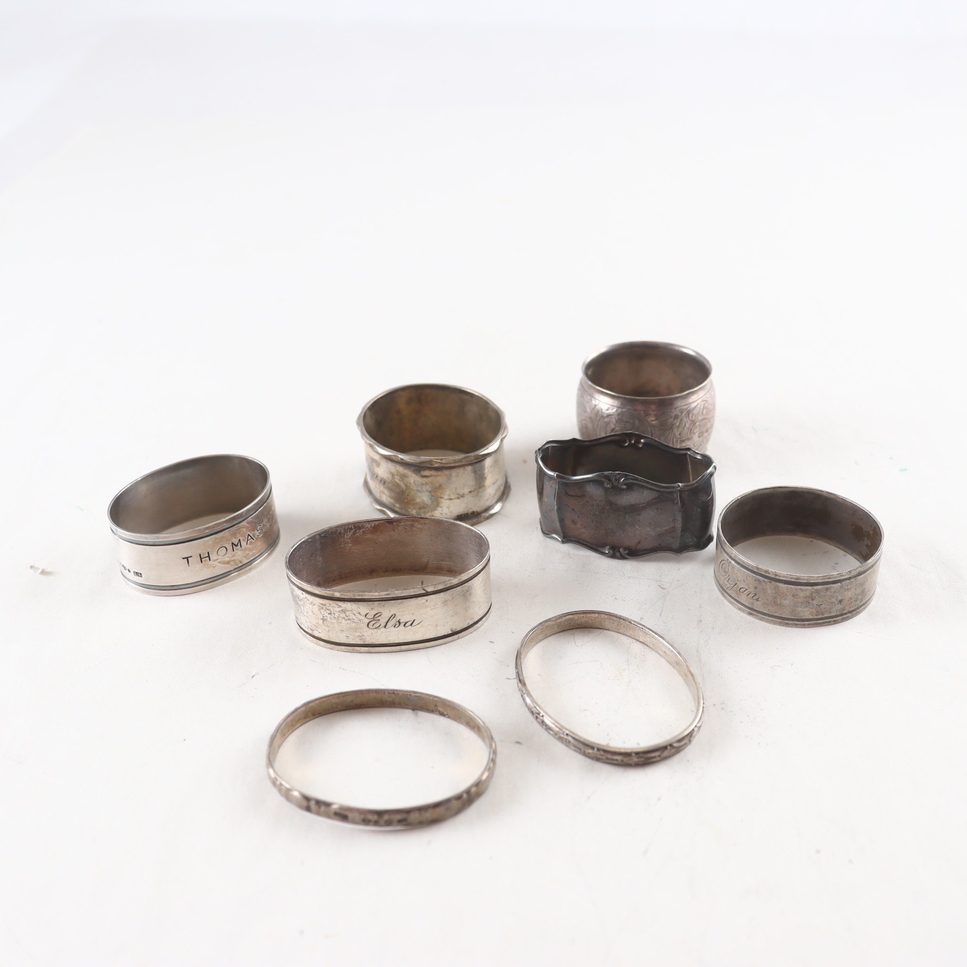 Samling servettringar, silver