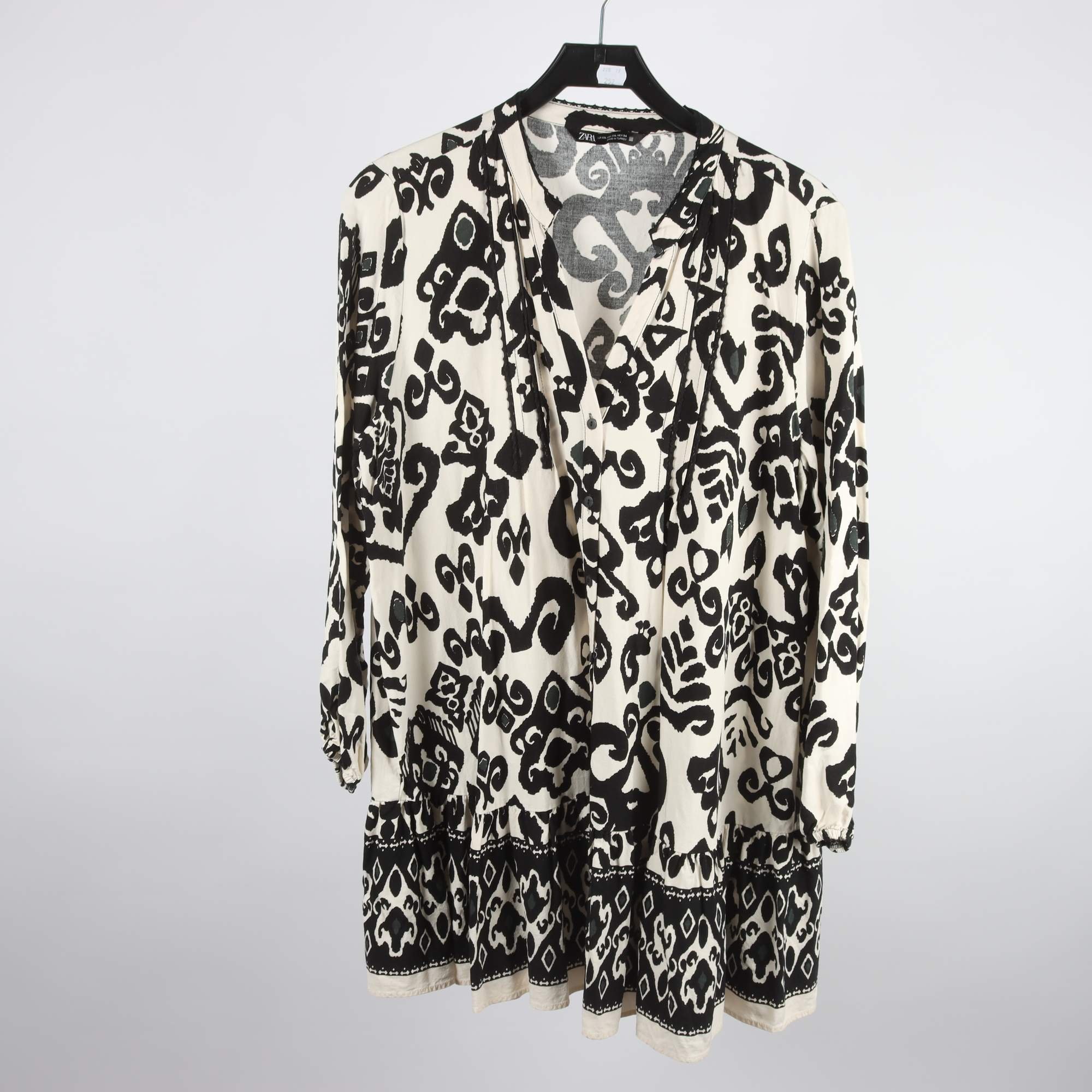 Blus/tunika, Zara, vit, svart, stl. XXL.