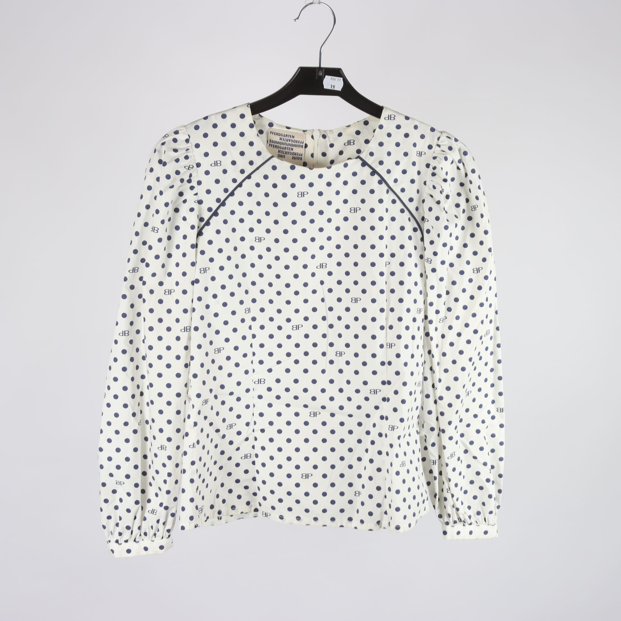 Blus, Baum Und Pferdgarten, vit, blå, prickig, stl. 36