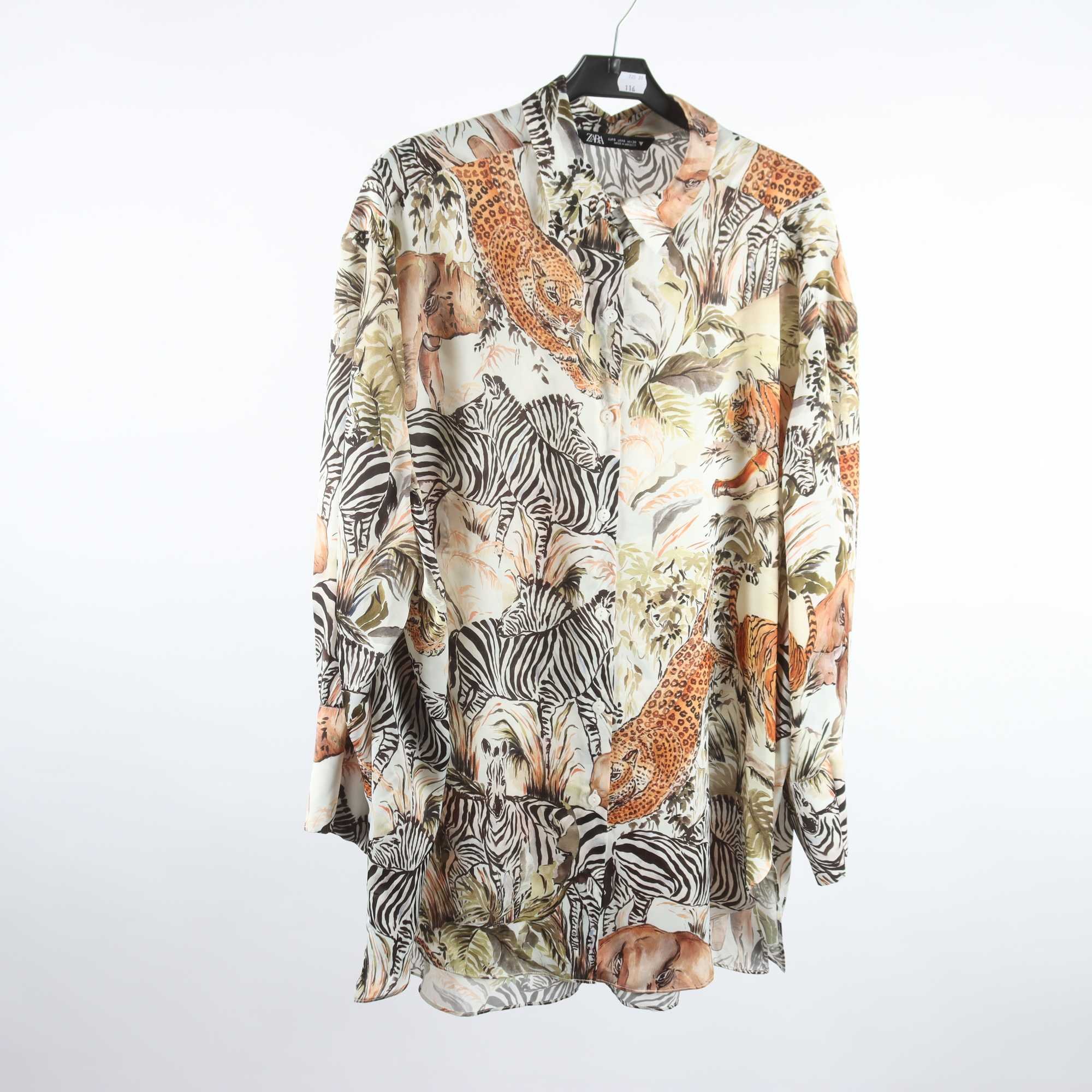 Blus, Zara, mönstrad, stl. S (oversize)
