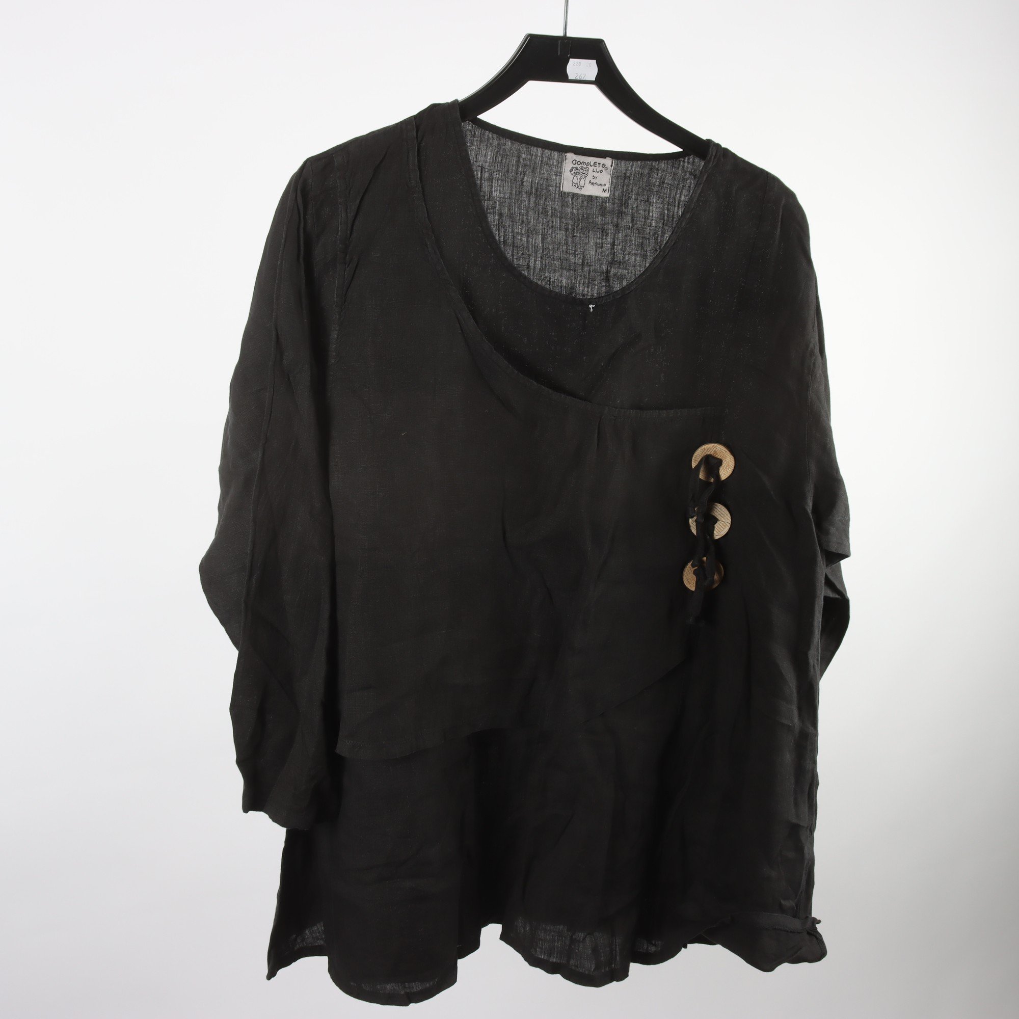 Blus, Complet Lino, svart, 100% lin, stl. M.