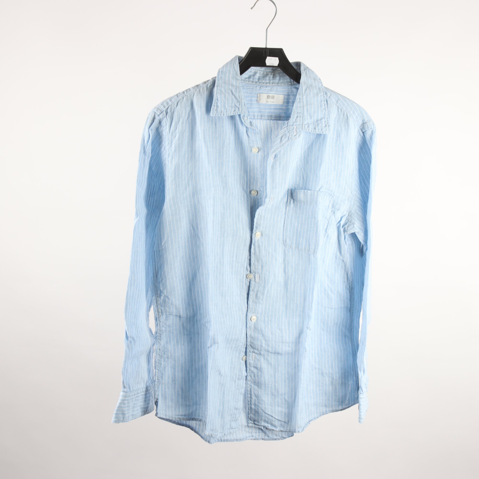 Skjorta, Uniqlo, randig, blå, vit, 100% lin, stl. L.