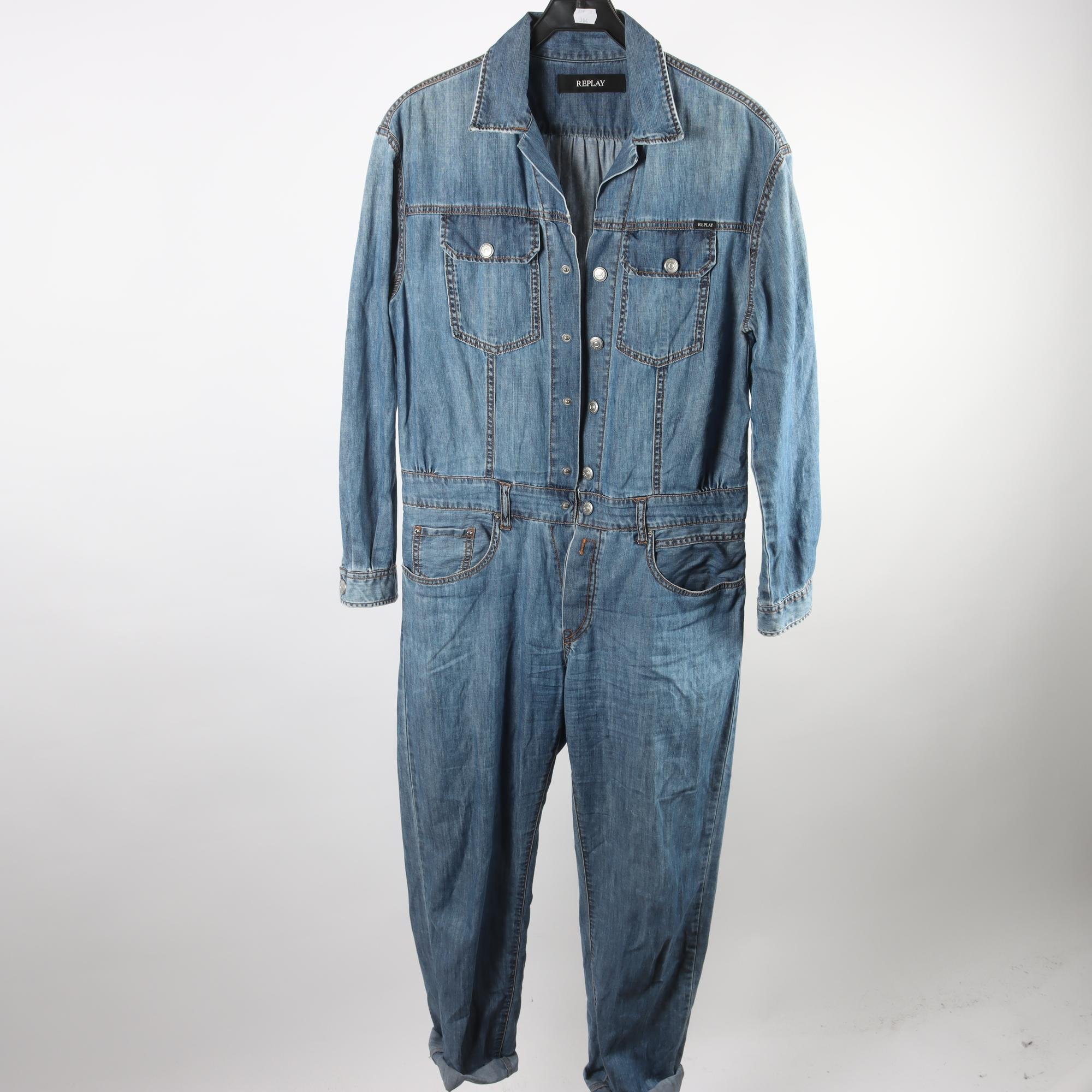 Byxdress, Replay, jeans, blå, stl. S.