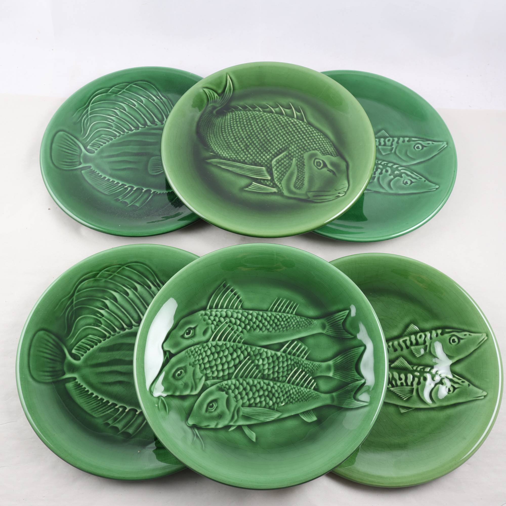 Tallrikar, Syco keramik, fiskar, vintage. 6 st. Samfraktas ej