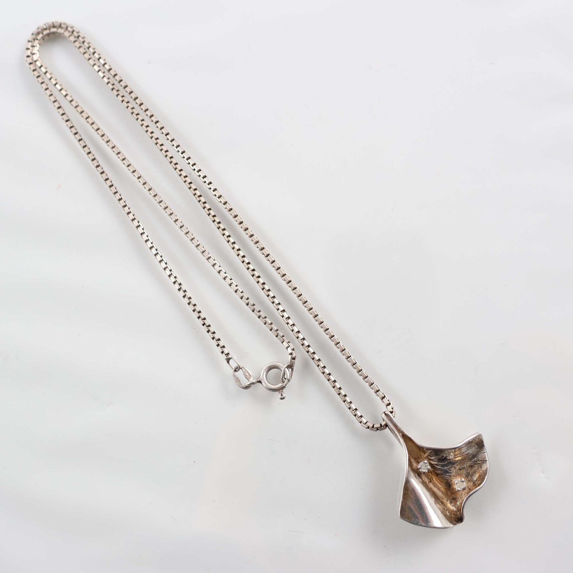 Halsband & hänge, silver, stenar, vikt: 8.1g
