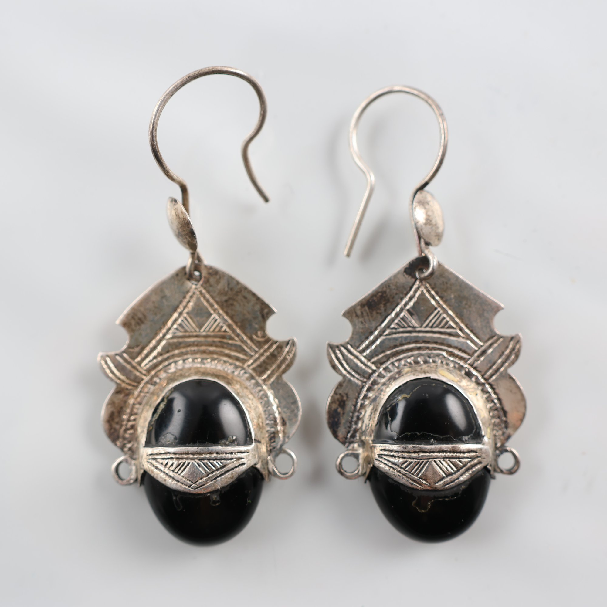Örhängen, silver, sten, vintage, brv: 7.7g