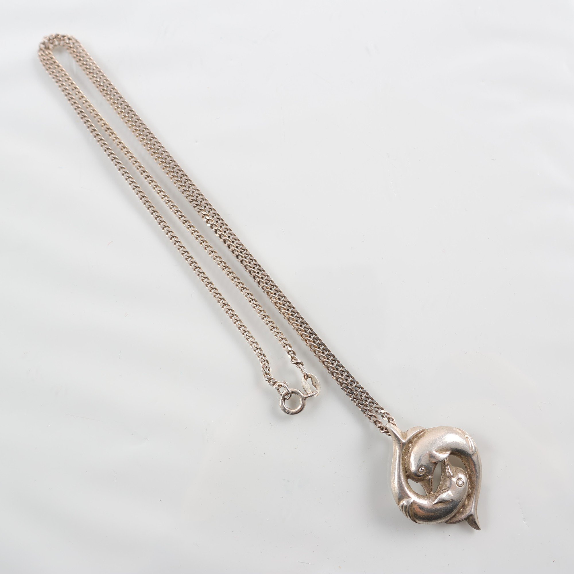 Halsband & hänge, silver, vikt: 11g