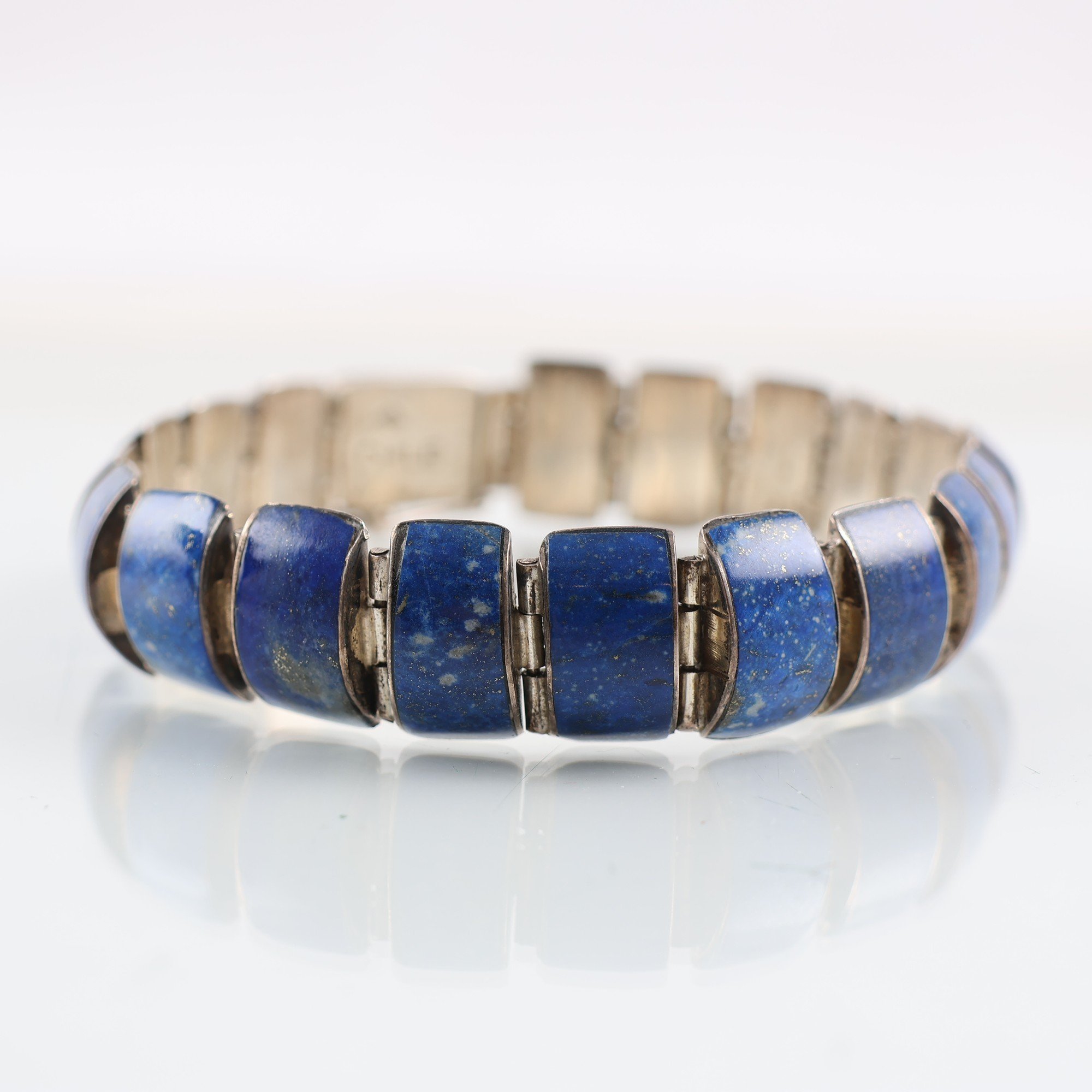 Armband, silver, Lapis – Lazuli pärlor, brv: 41.7g