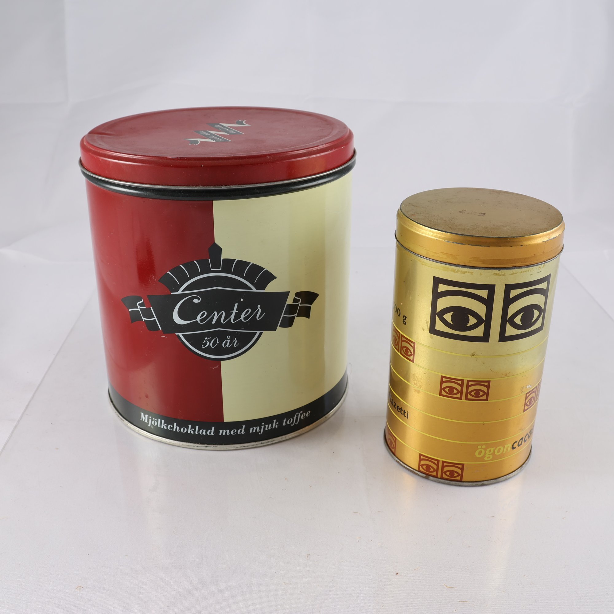 Plåtburkar, 2 st. Cloetta, Ögon Cacao.