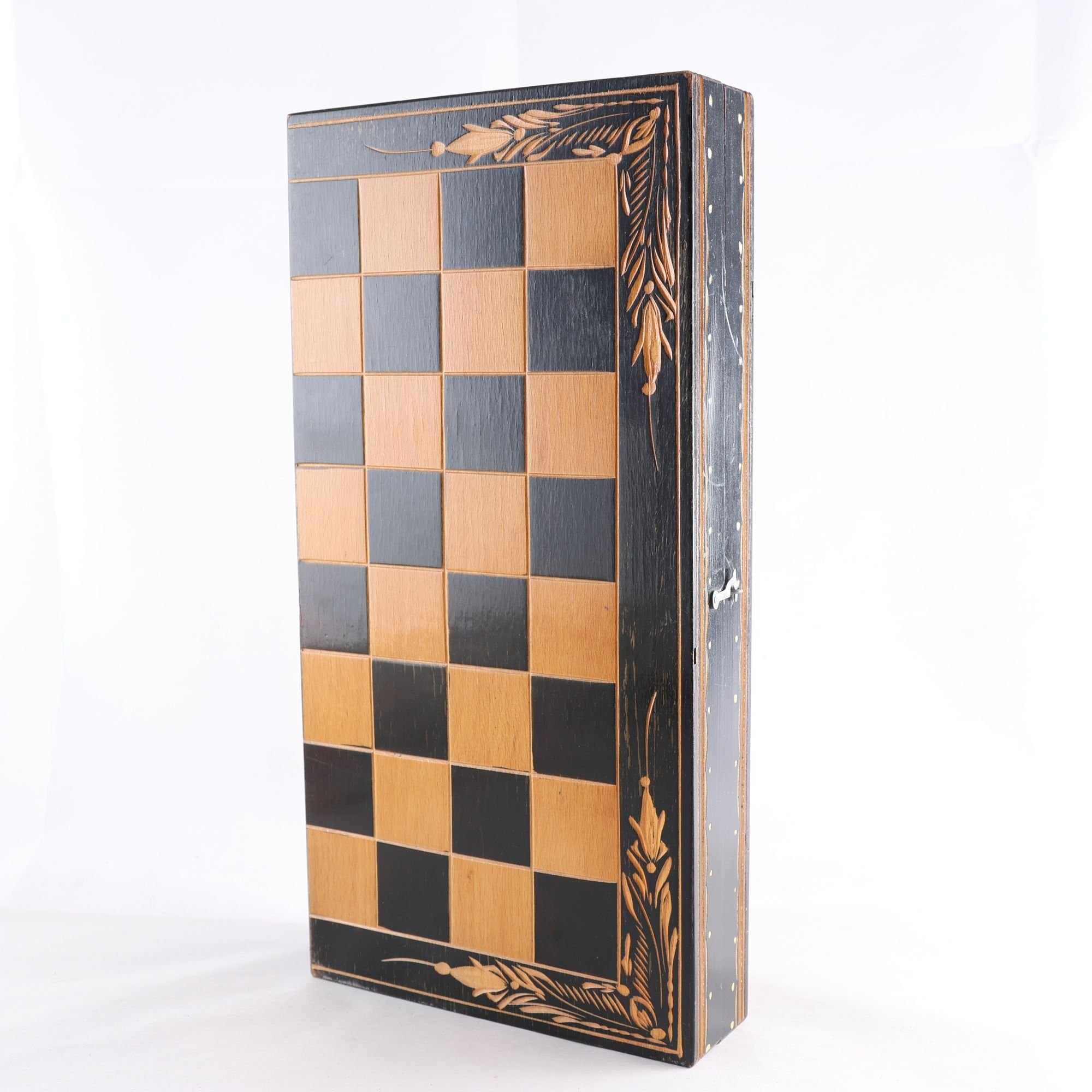 Vikbar spellåda, Schackspel/Backgammon, Trä. Samfraktas ej