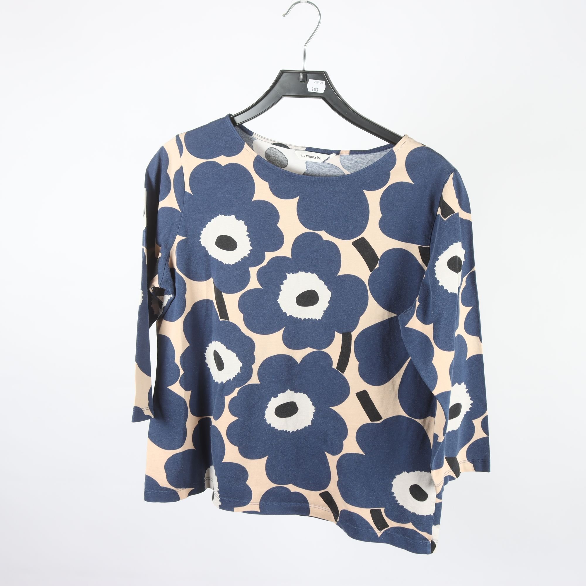 Tröja, Marimekko, blå, beige, mönstrad, stl. L