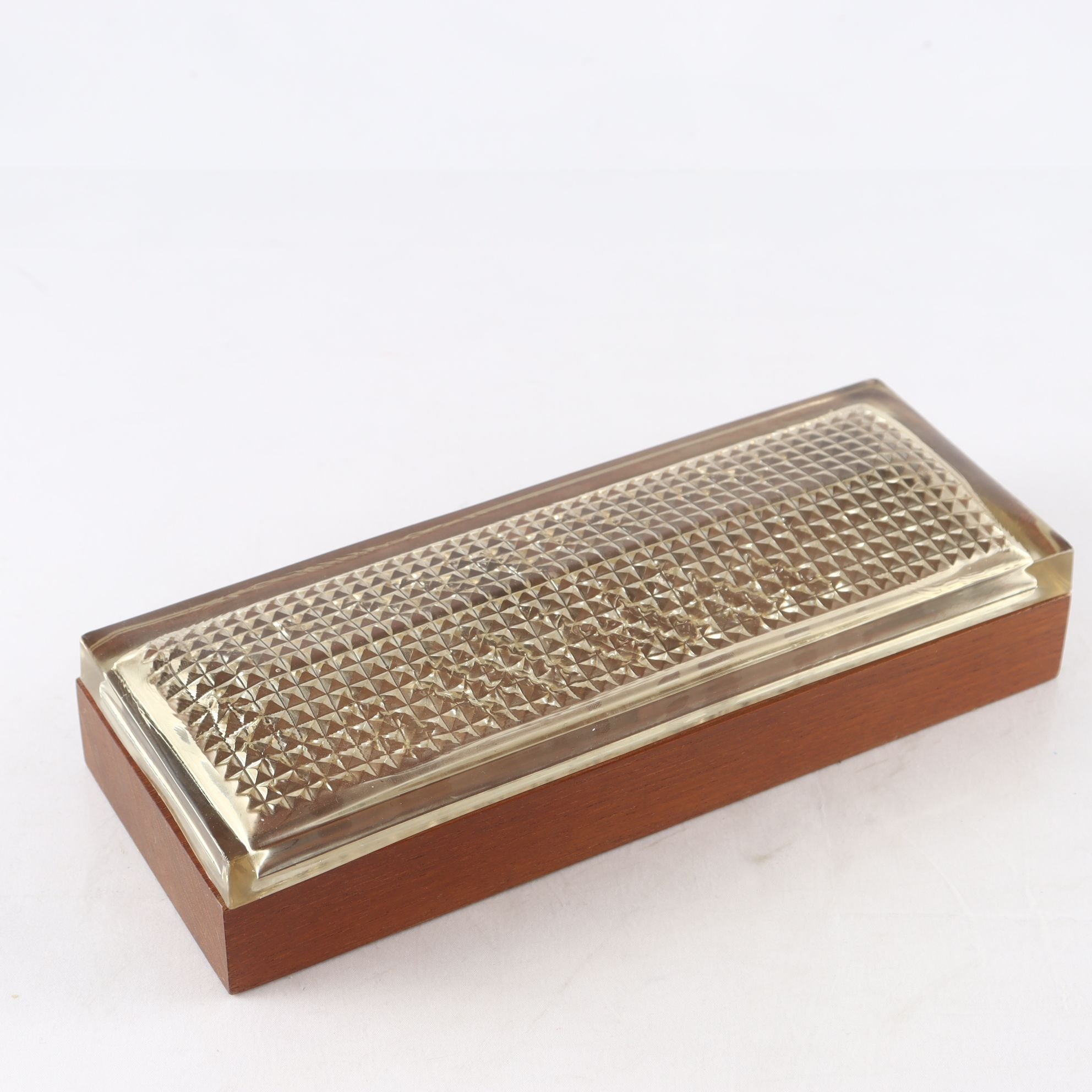 Lockask, glas, teak, Bengt Edenfalk, Skruf, 1960-tal