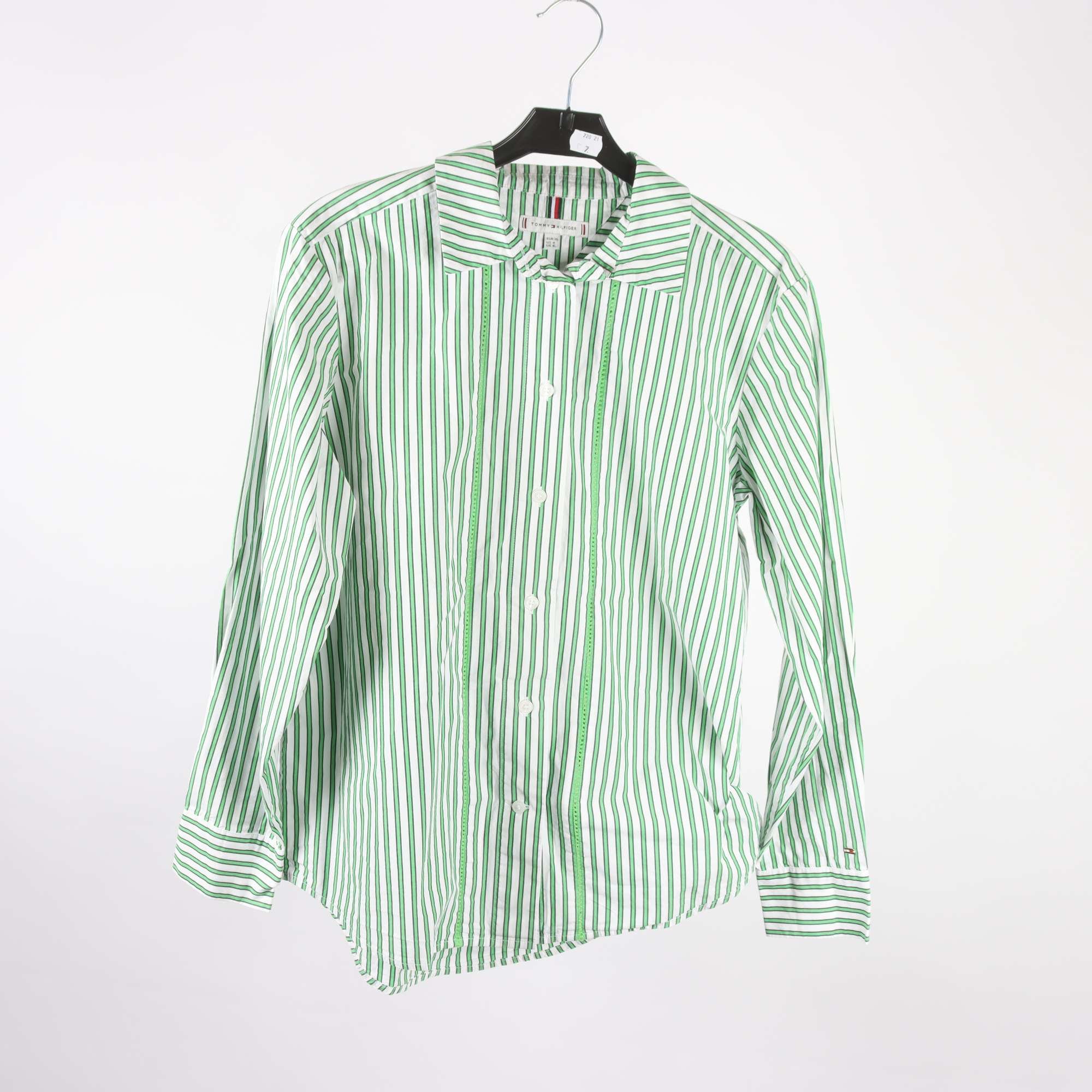 Blus/skjorta, Tommy Hilfiger, grön, vit, randig, stl. 36