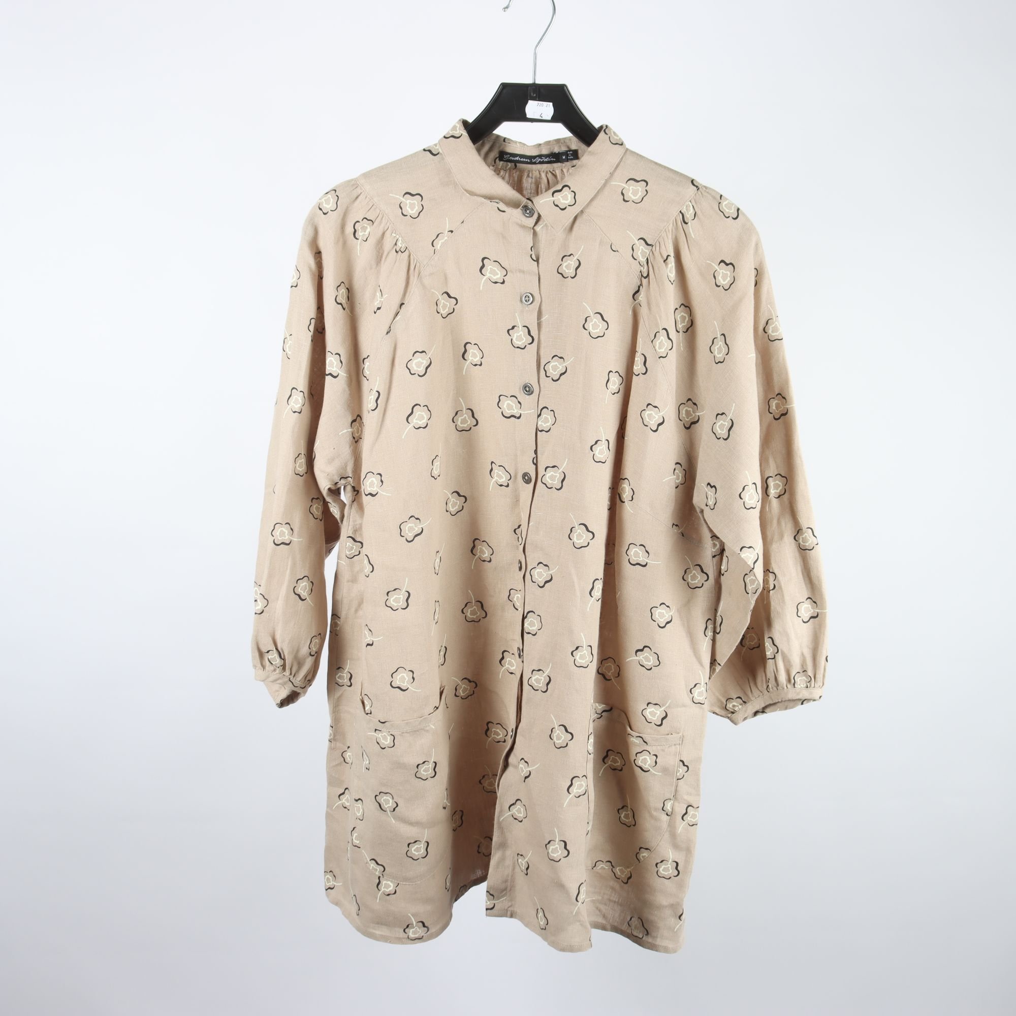 Blus/tunika, Gudrun Sjödén, beige, mönstrad, 100% linne, stl. M