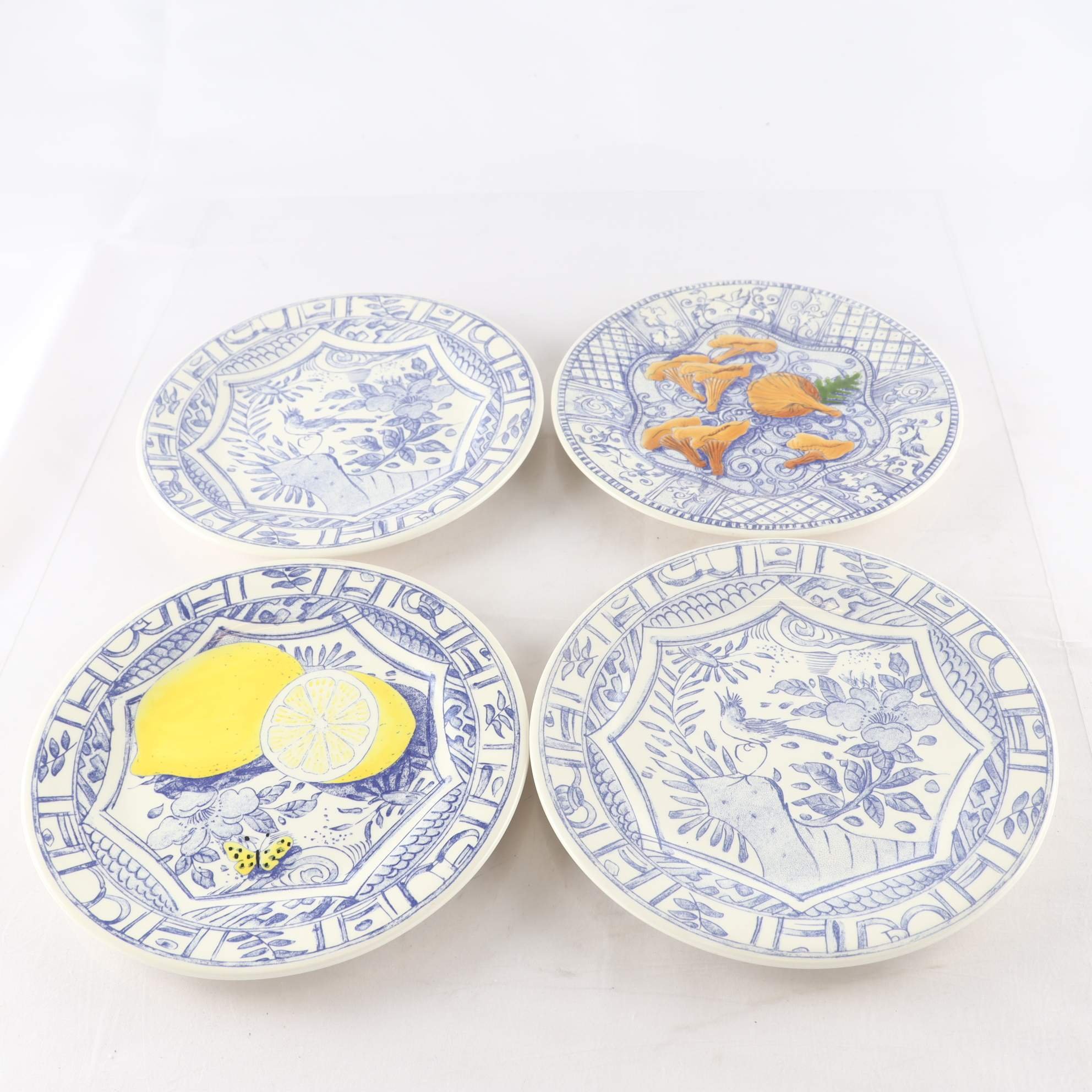 Assietter, Gien, L’oiseau bleu, Frankrike, 4 st. Samfraktas ej.