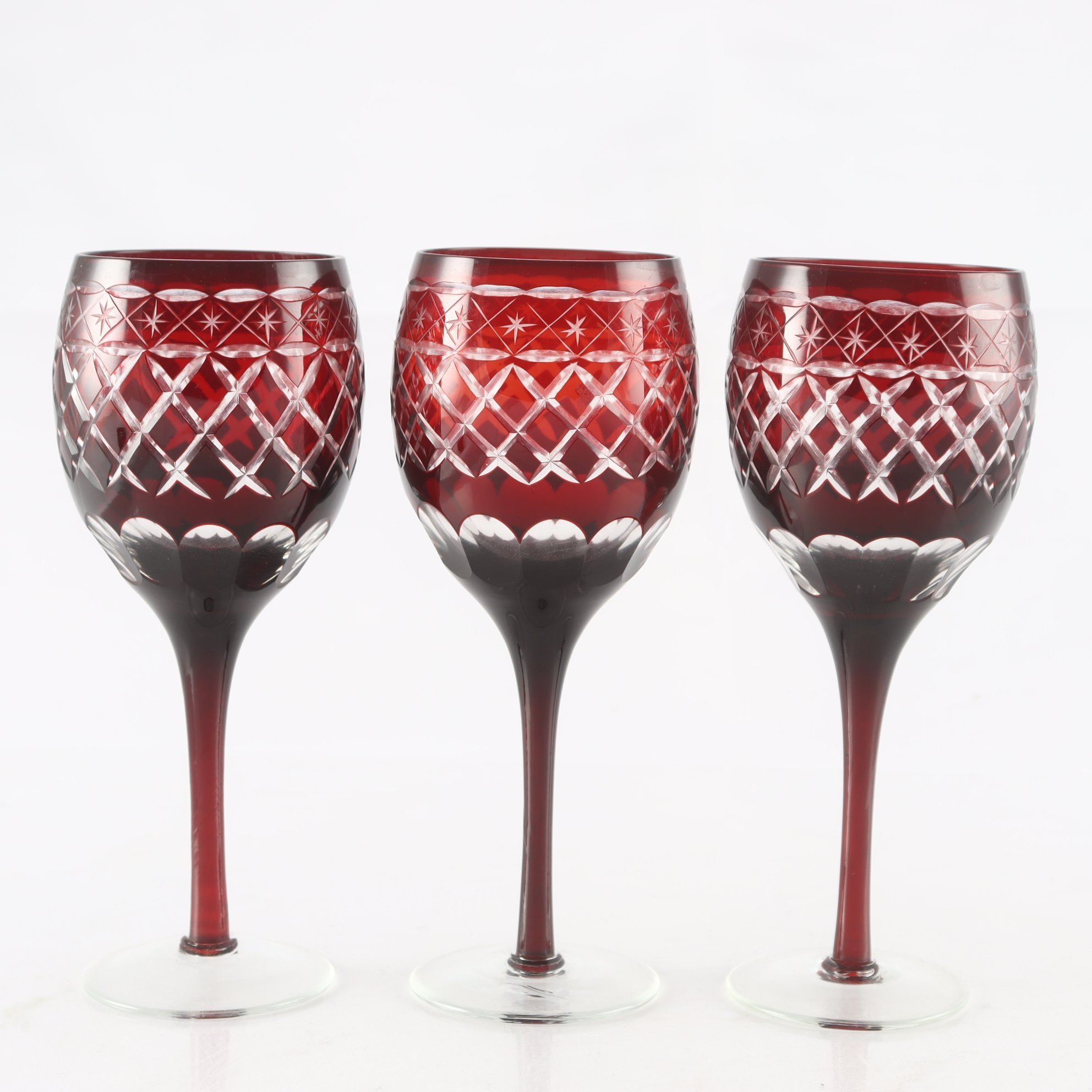 Vinglas, slipat glas, Edo Kiriko-stil. Samfraktas ej.