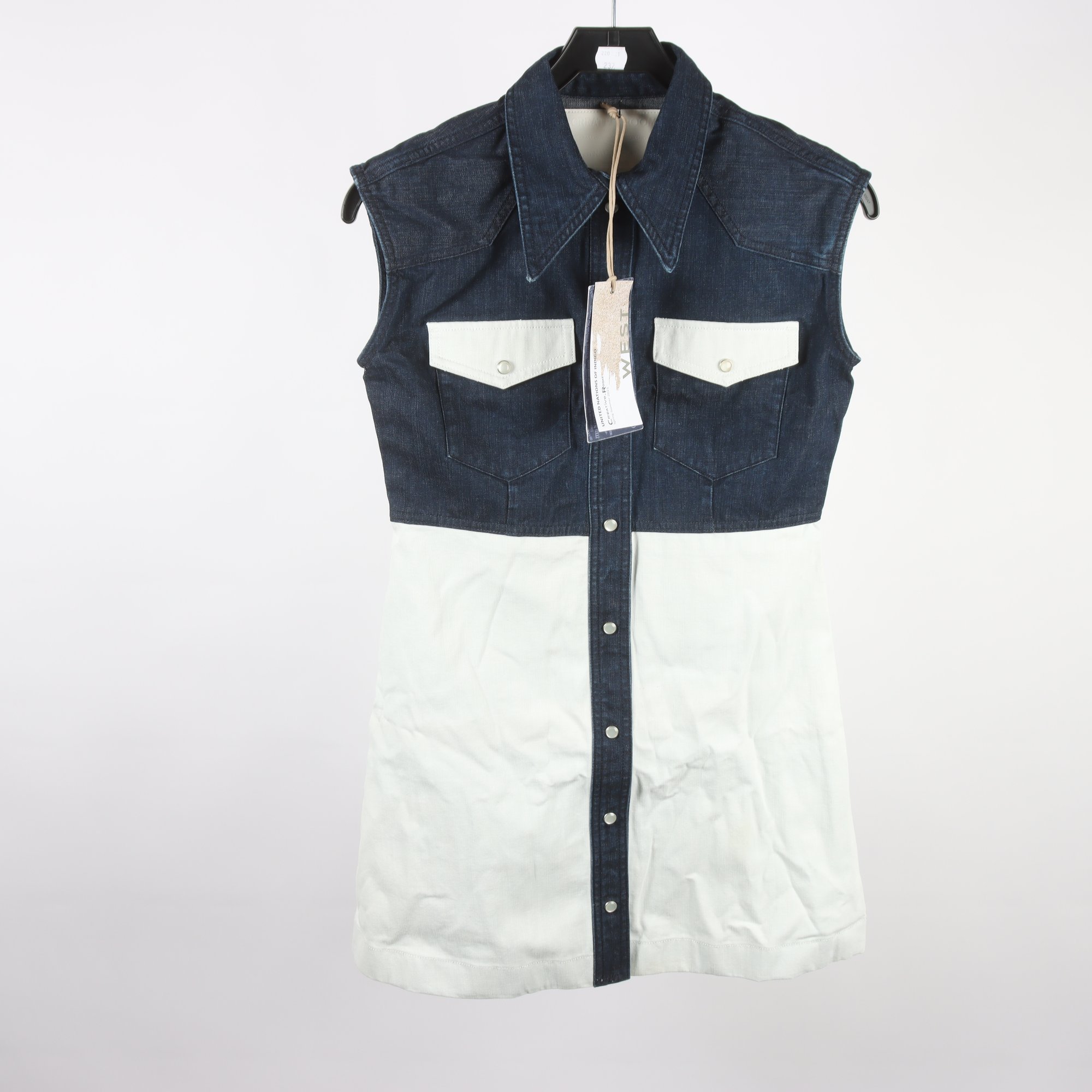 Klänning, Isko Denim, blå, vit, stl. ca. XS.