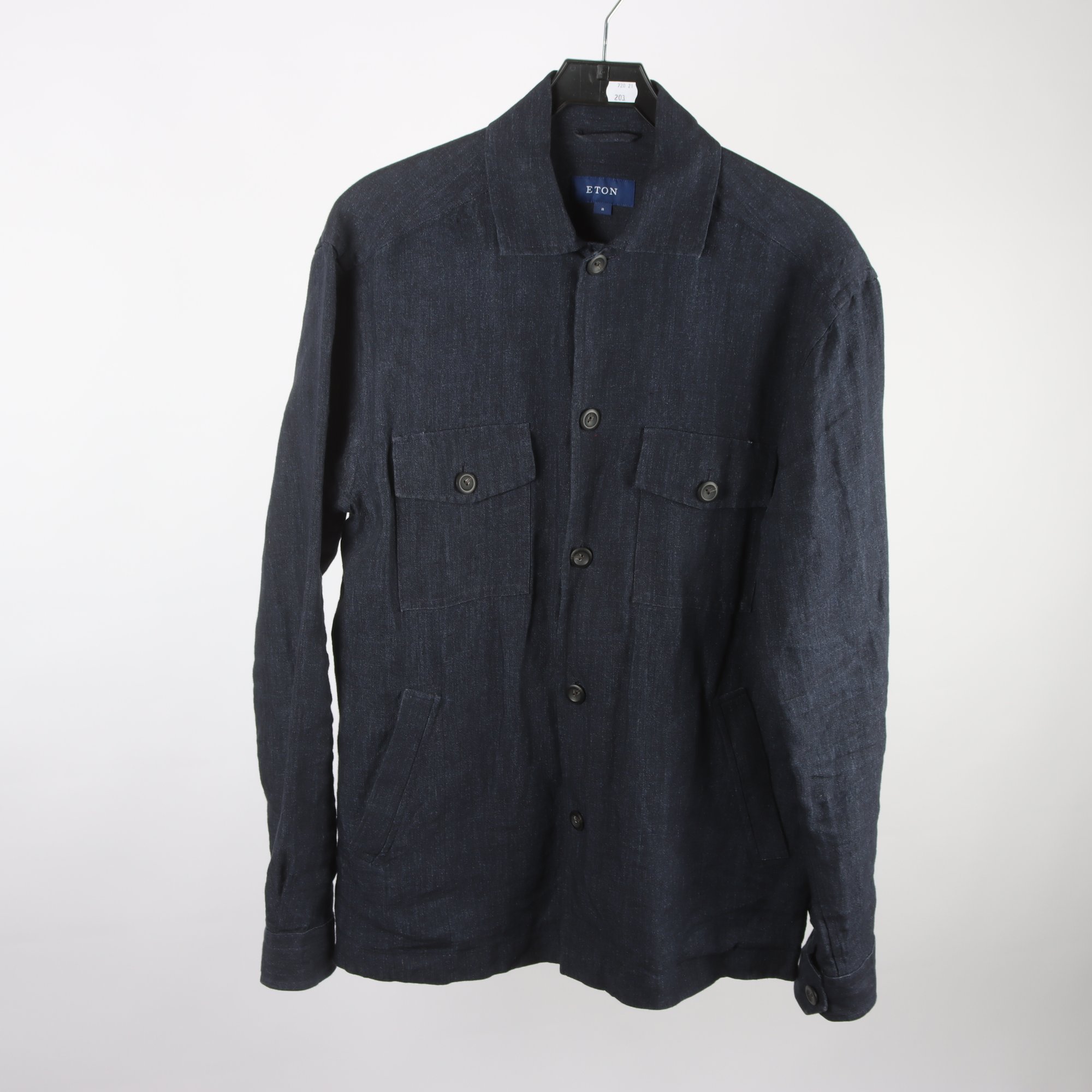 Overshirt, Eton, blå, 100% linne, stl. M