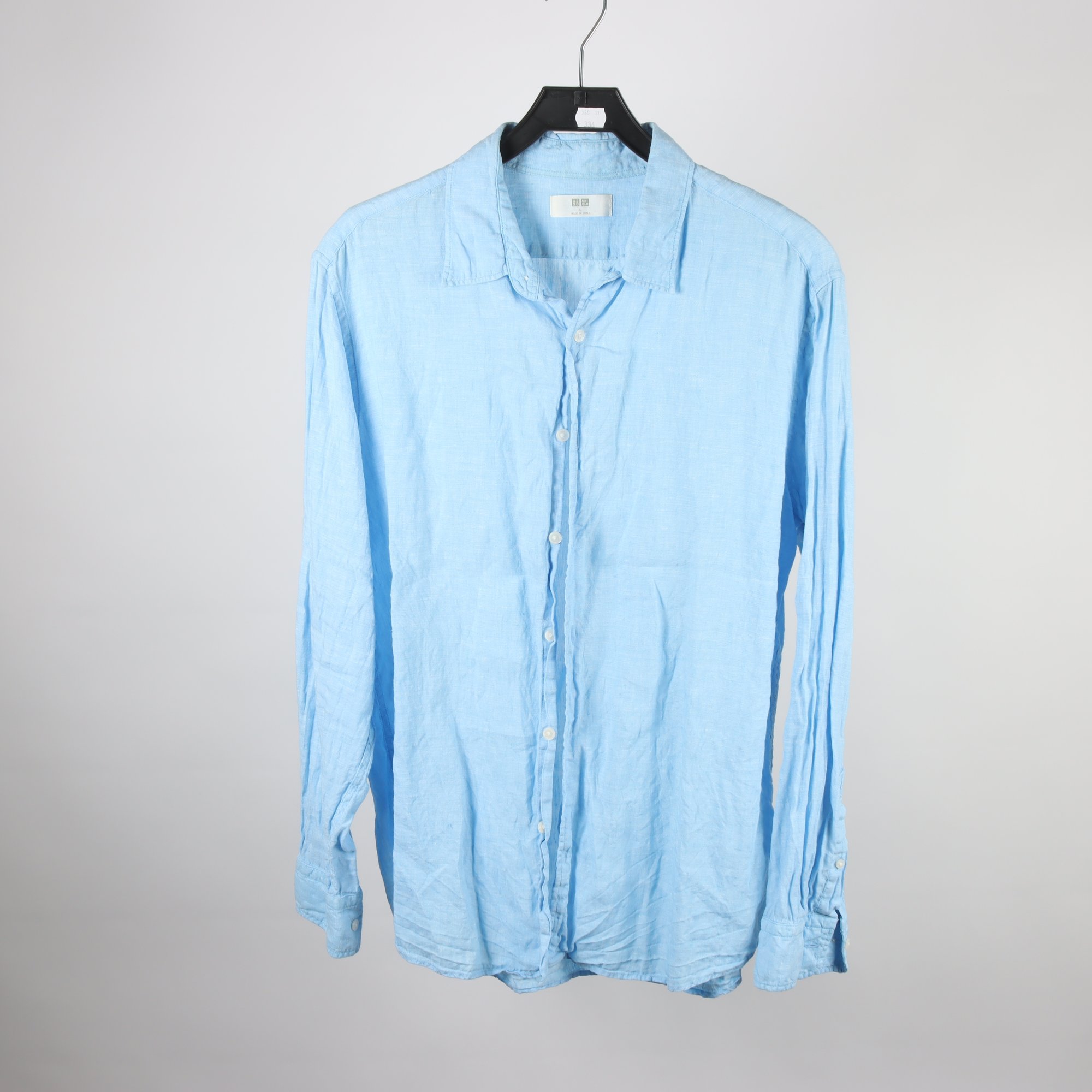 Skjorta, Uniqlo, blå, 100% lin, stl. L.