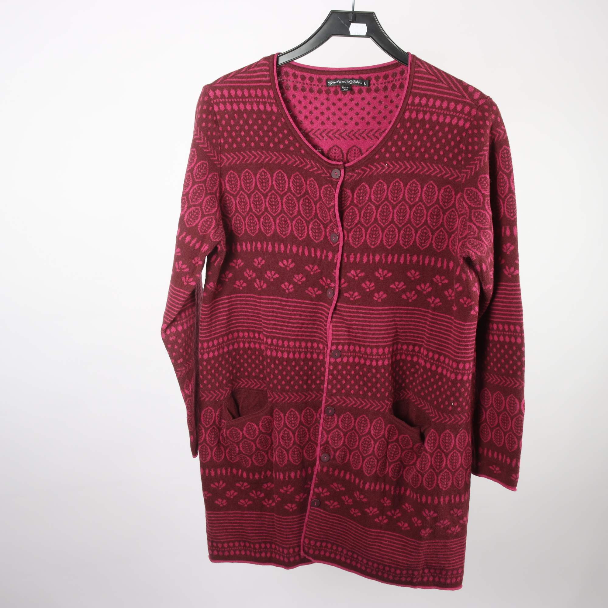 Kofta, Gudrun Sjödén, rosa, vinröd, ull, bomull, stl. L.