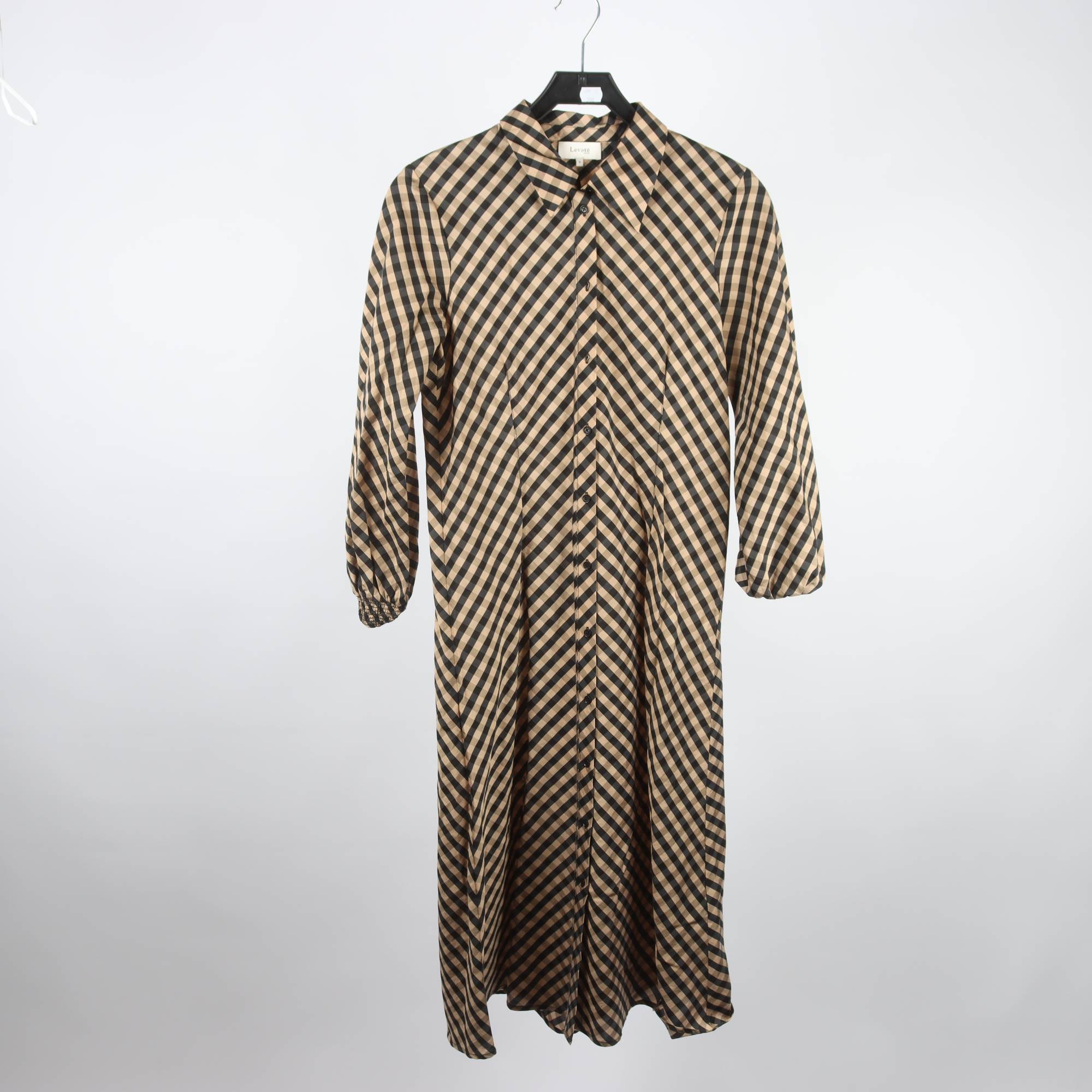 Klänning, Levete, rutig, svart, beige, stl. S.