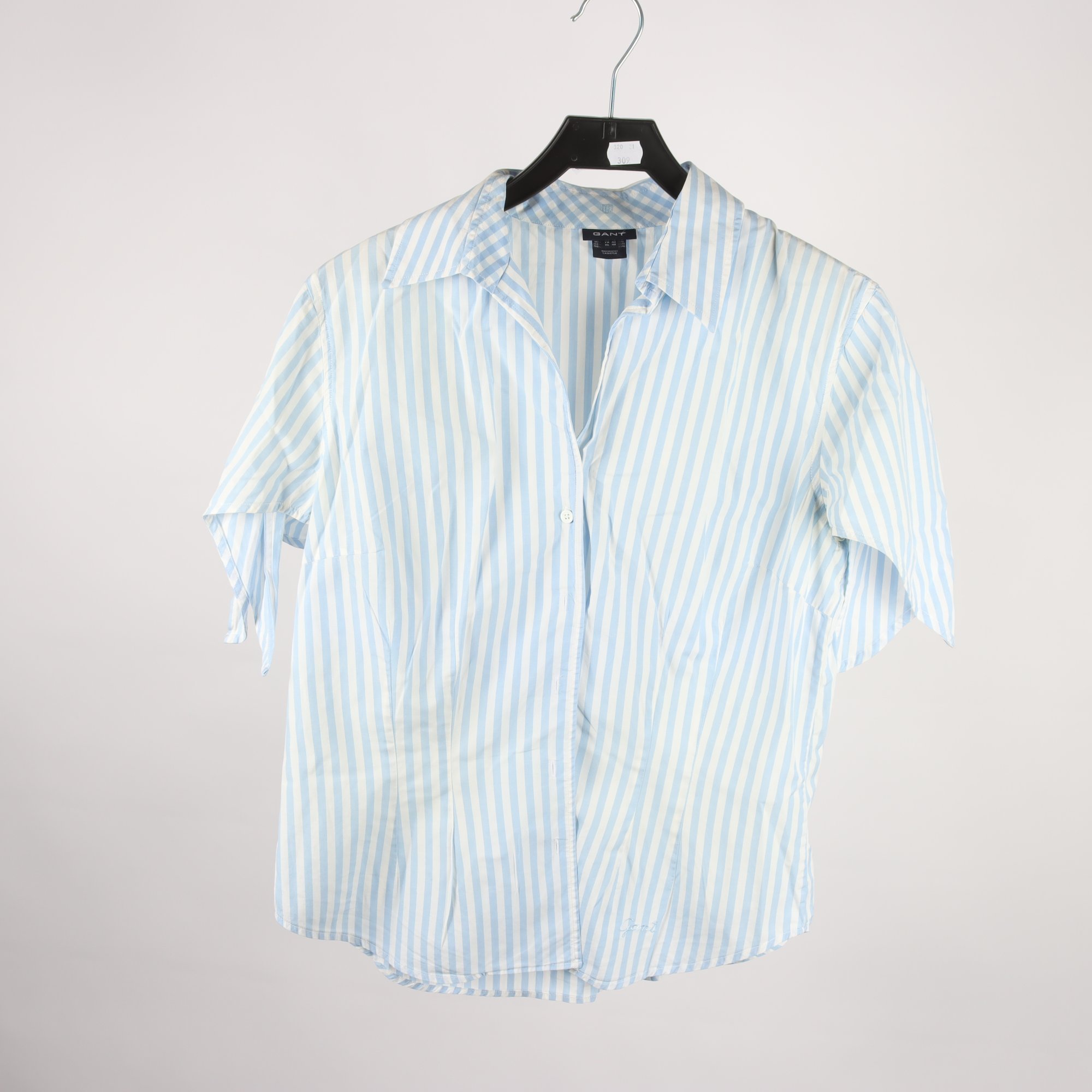 Blus, Gant, randig, vit, blå, stl. 40.
