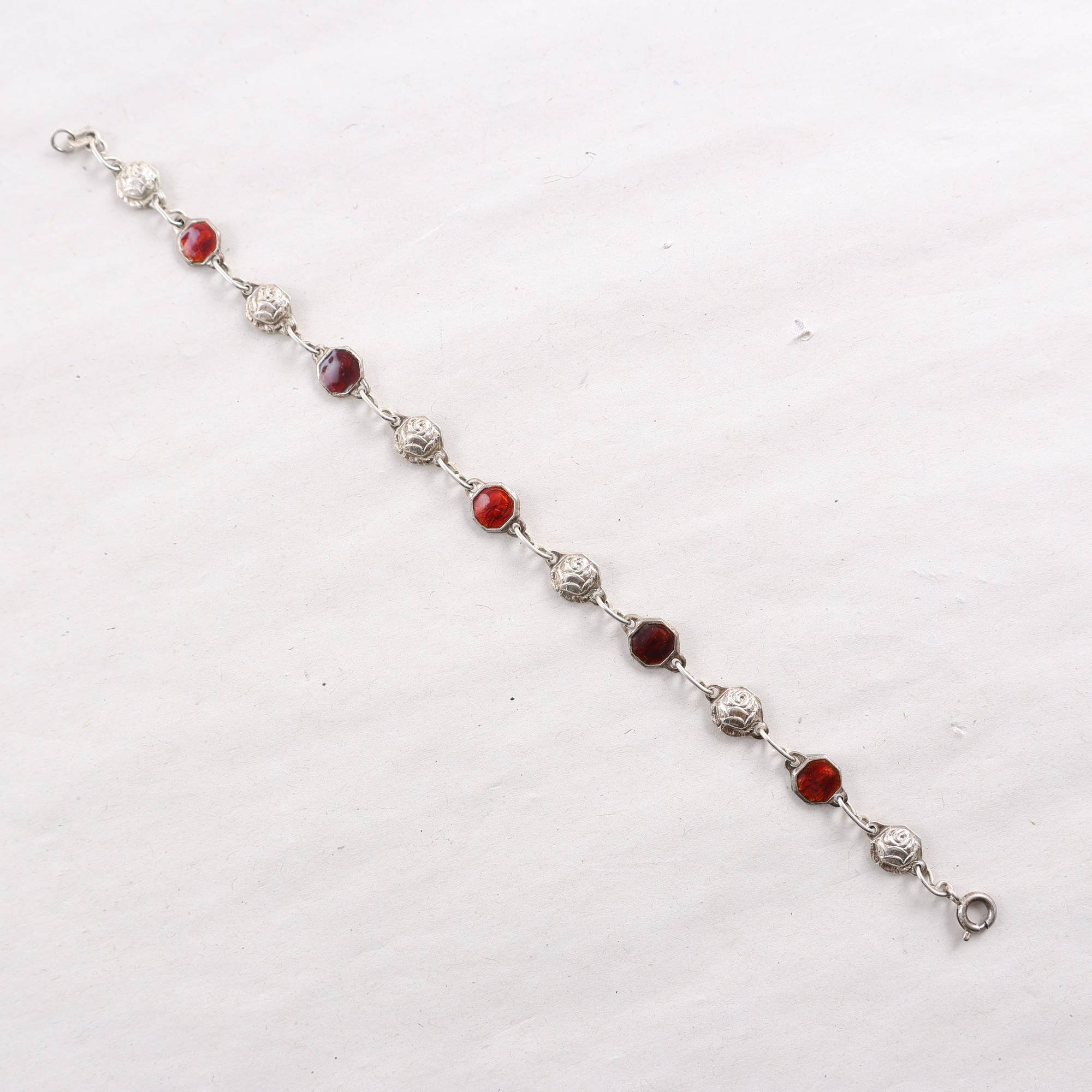 Armband, silver, glas, brv: 4.7g