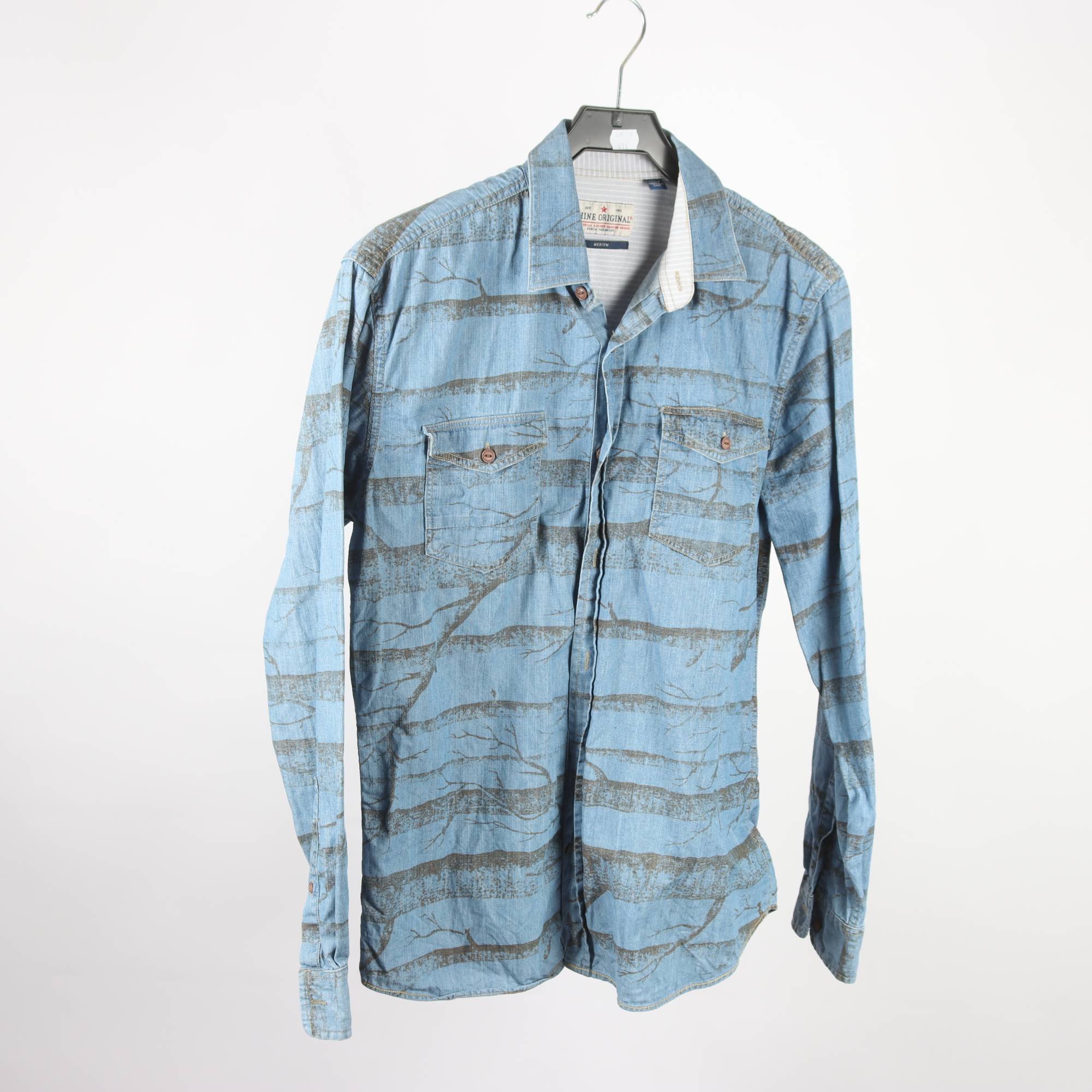 Skjorta, Shine Original, blå, brun, jeans, stl. M.