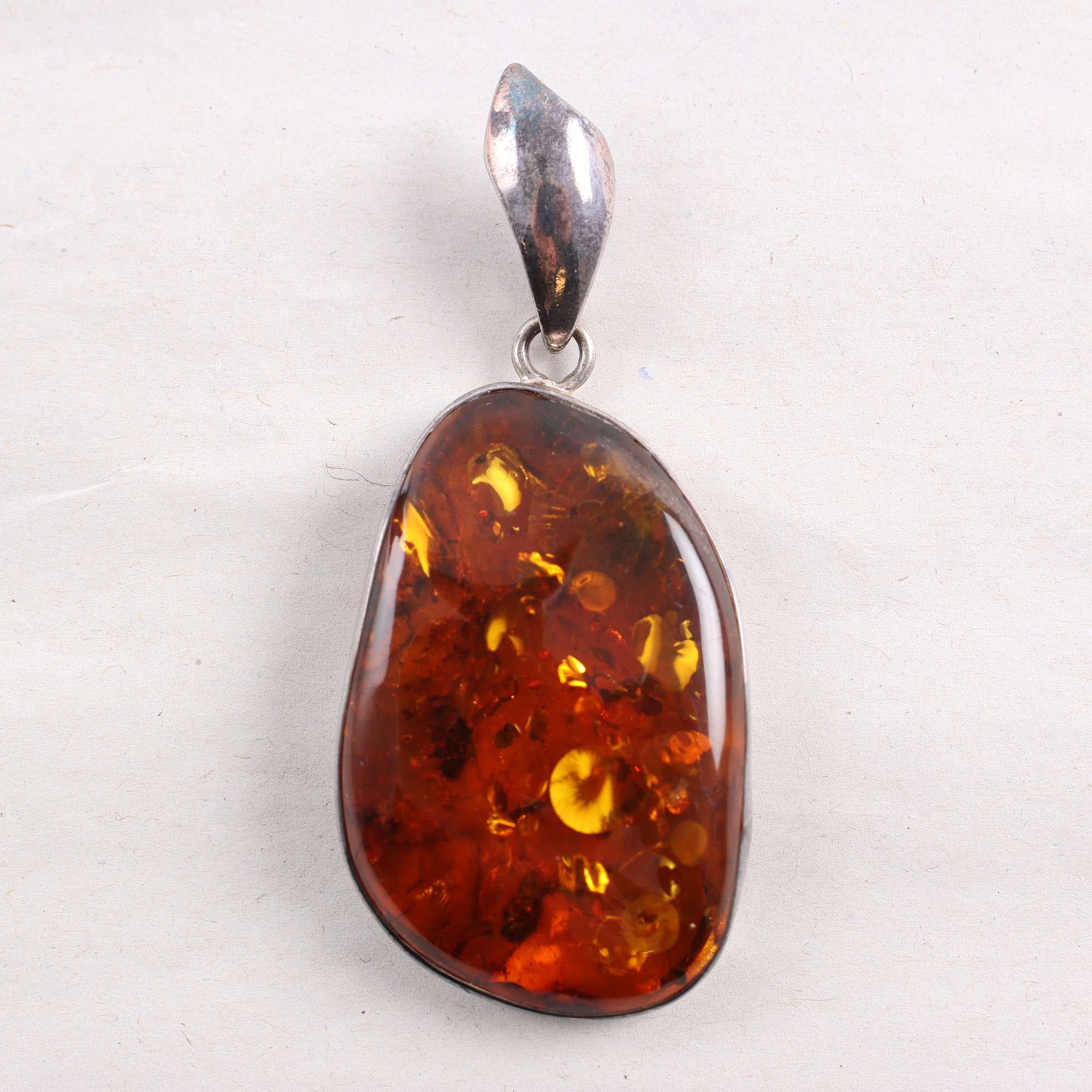 Hänge, silver, bärnsten, brv: 14.9g