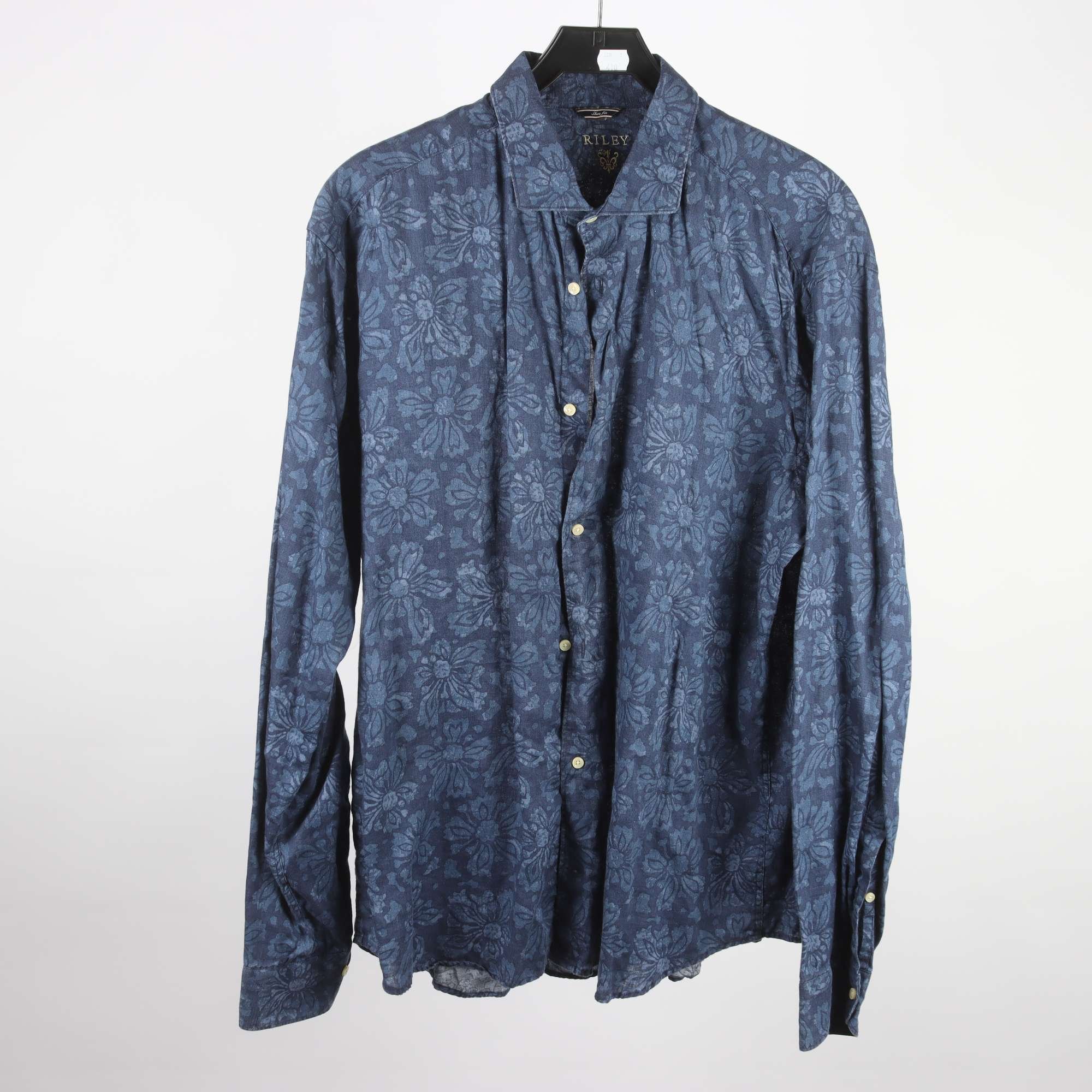 Skjorta, Riley, blå, 100% lin, slim fit, stl. XXL.