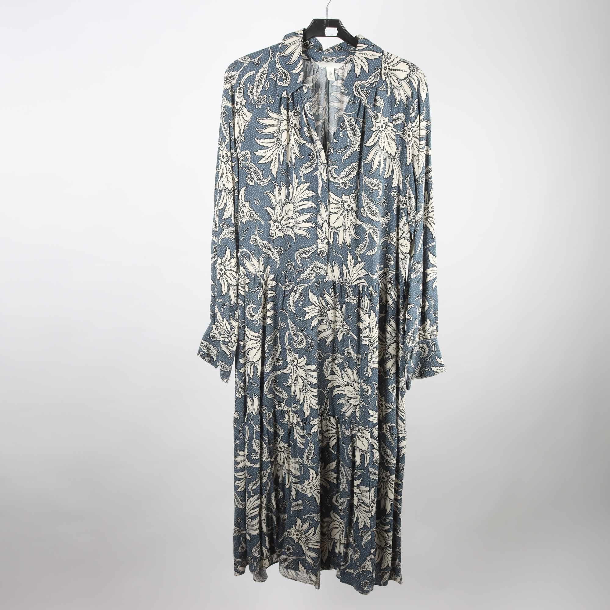 Klänning, H&M, vit, blå, stl. M.