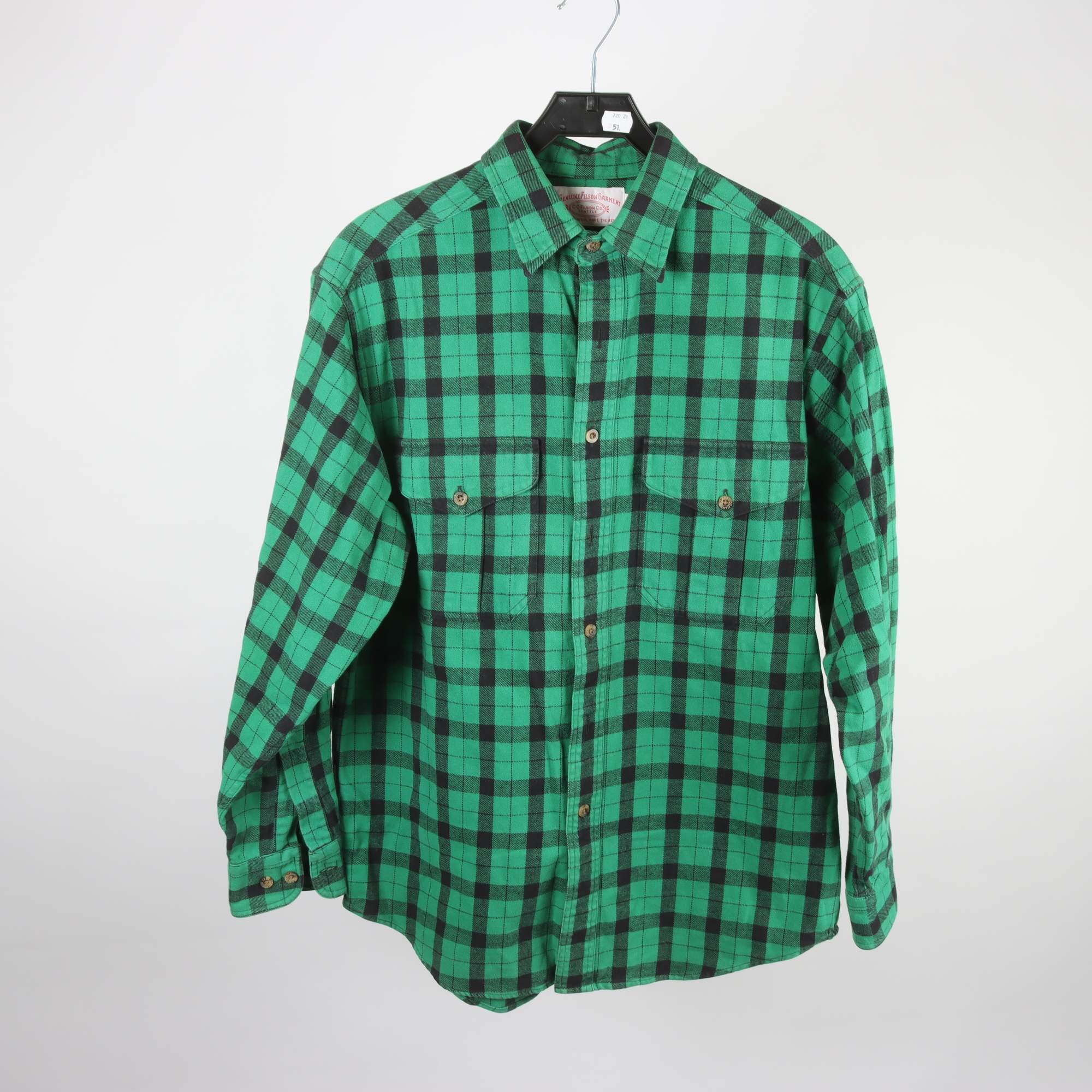 Skjorta, C.C Filson Co, grön, svart, rutig, stl. M
