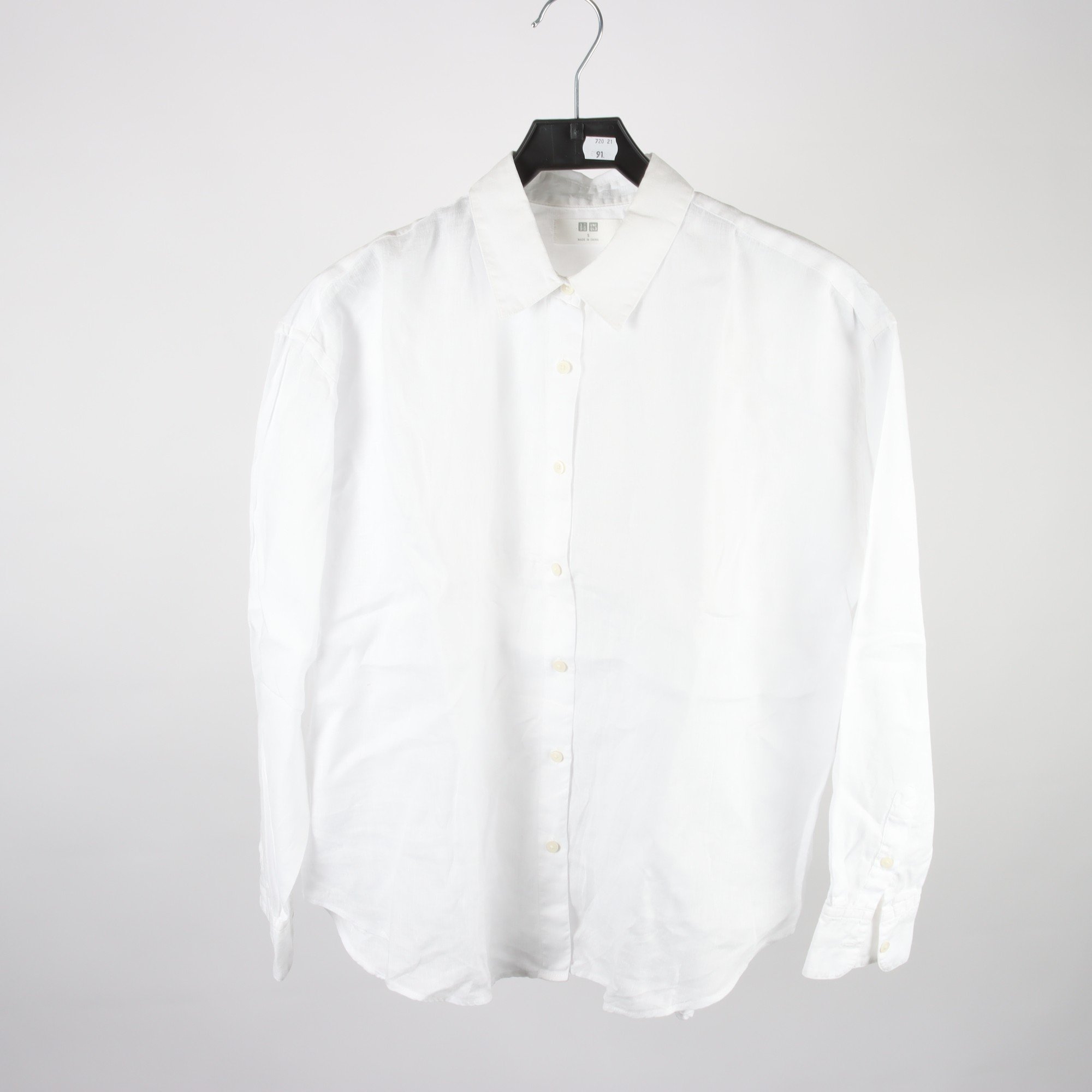 Blus/skjorta, Uniqlo, vit, linne, stl. S