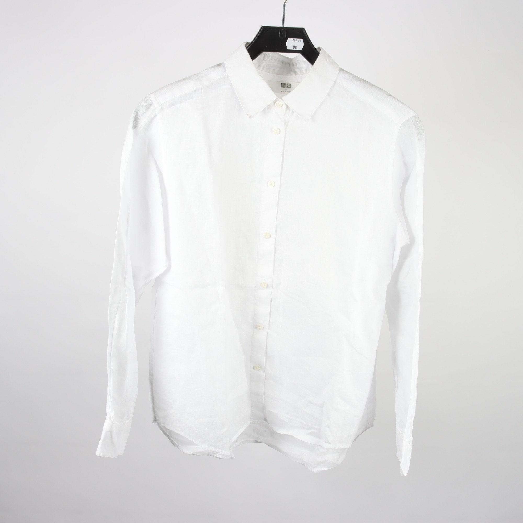 Blus/skjorta, Uniqlo, vit, linne, stl. S