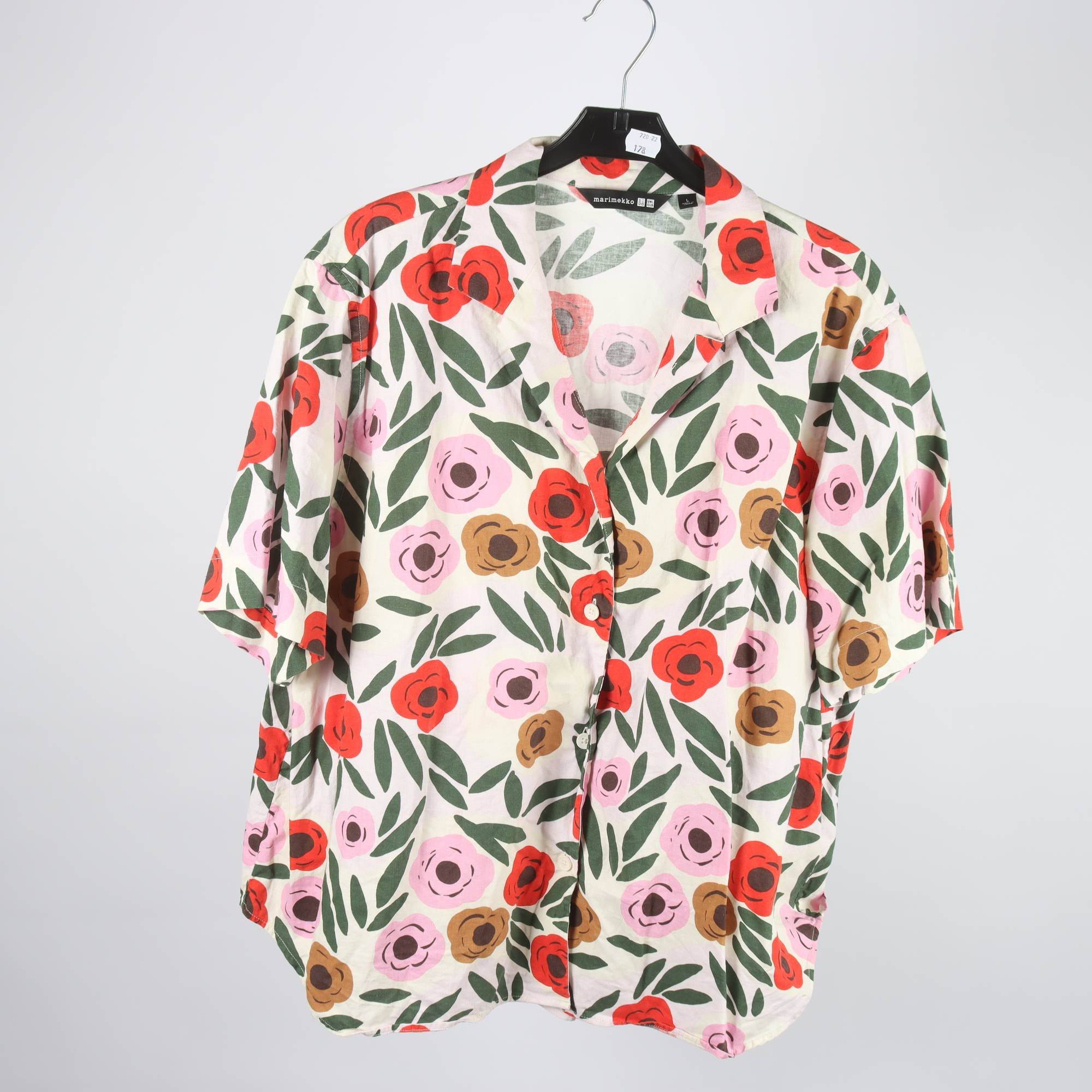 Blus/skjorta, Marimekko x Uniqlo, mönstrad, stl. L