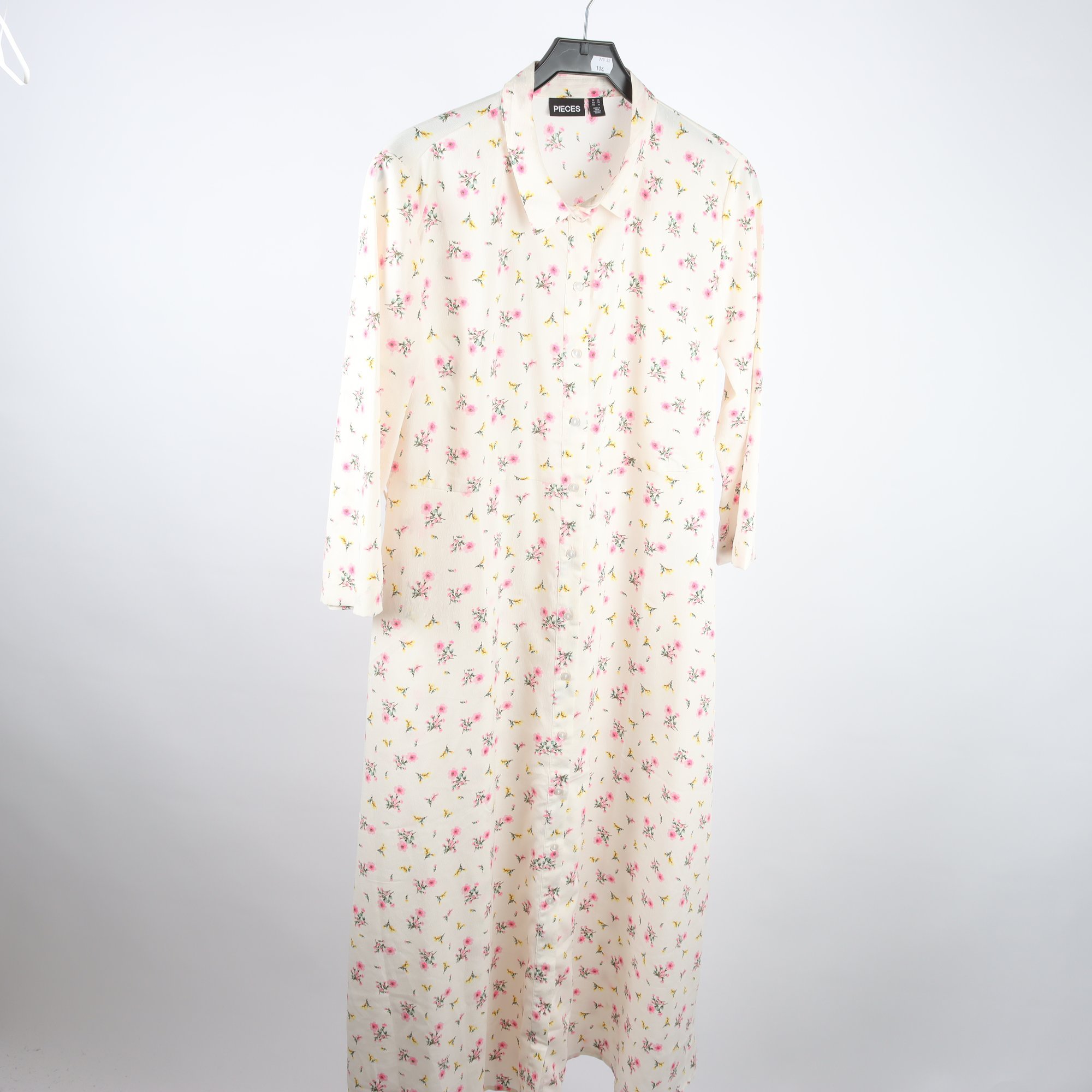 Klänning, Pieces, vit, blommig, stl. XL
