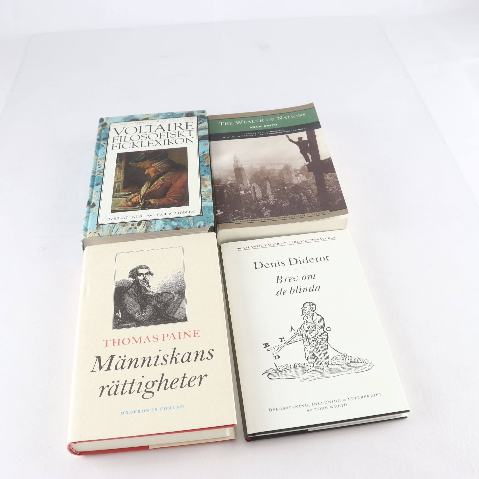 1700-talsfilosofi, bokpaket med 4 volymer: Diderot, Voltaire m.m.