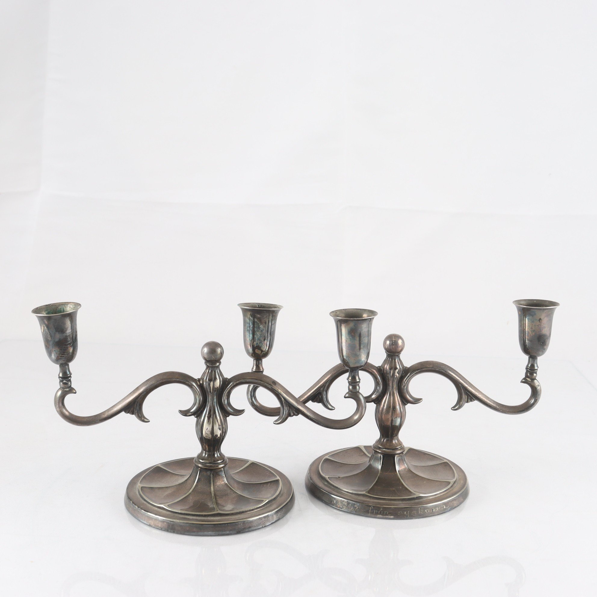Kandelabrar, nysilver, CG Hallberg, 1900-tal, ett par