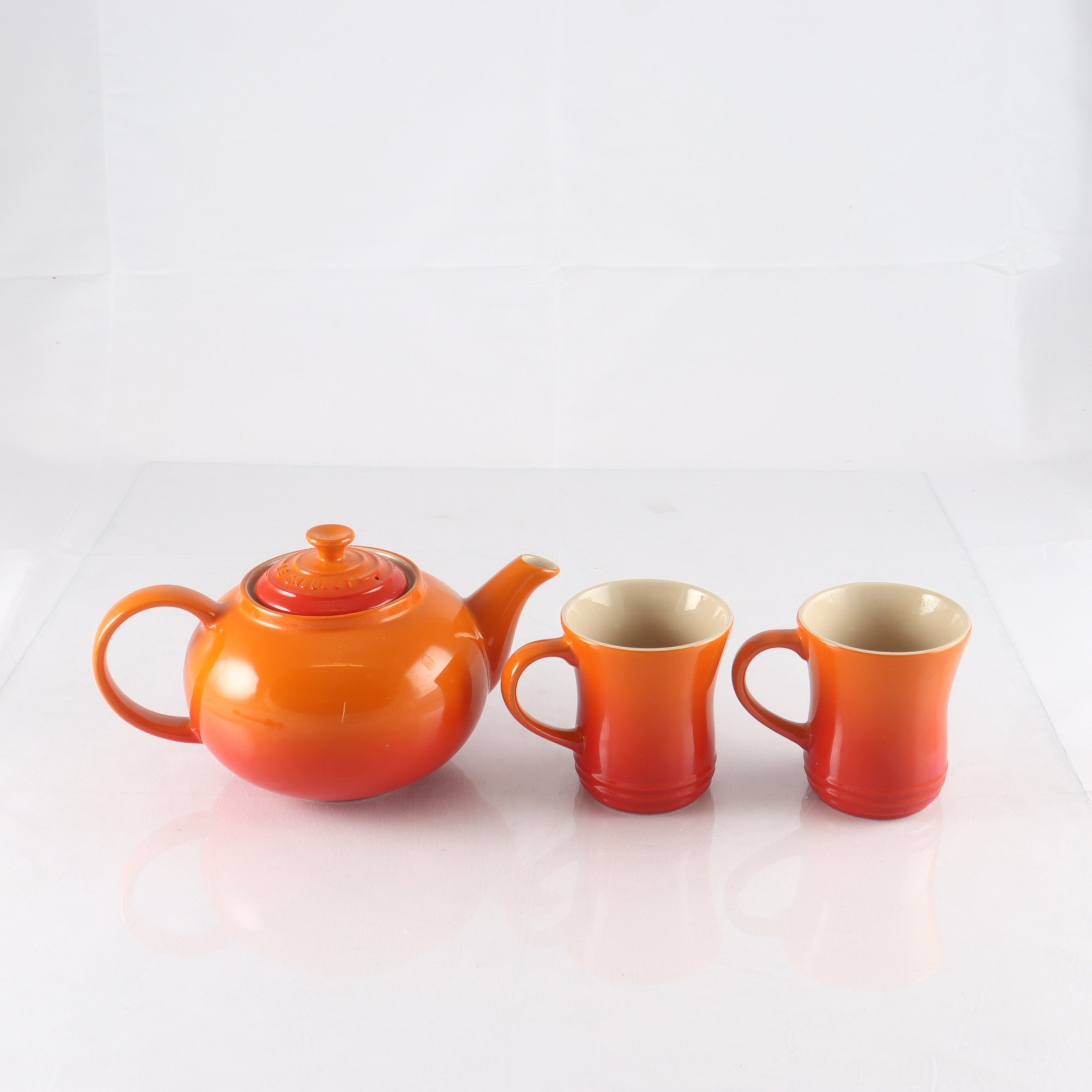 Tekanna, temuggar, stengods, Le Creuset, Frankrike, 3 del. Samfraktas ej.