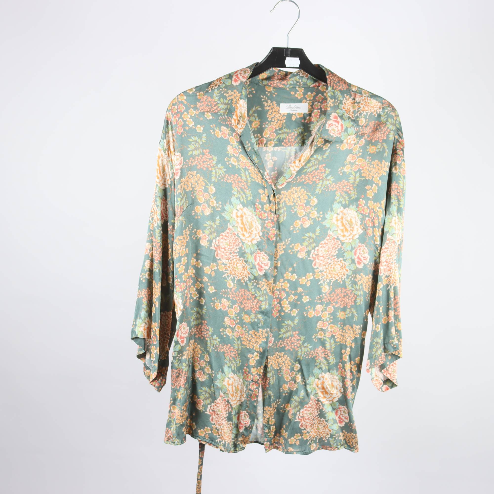 Blus, Stenströms, blommig, grön, stl. 40.