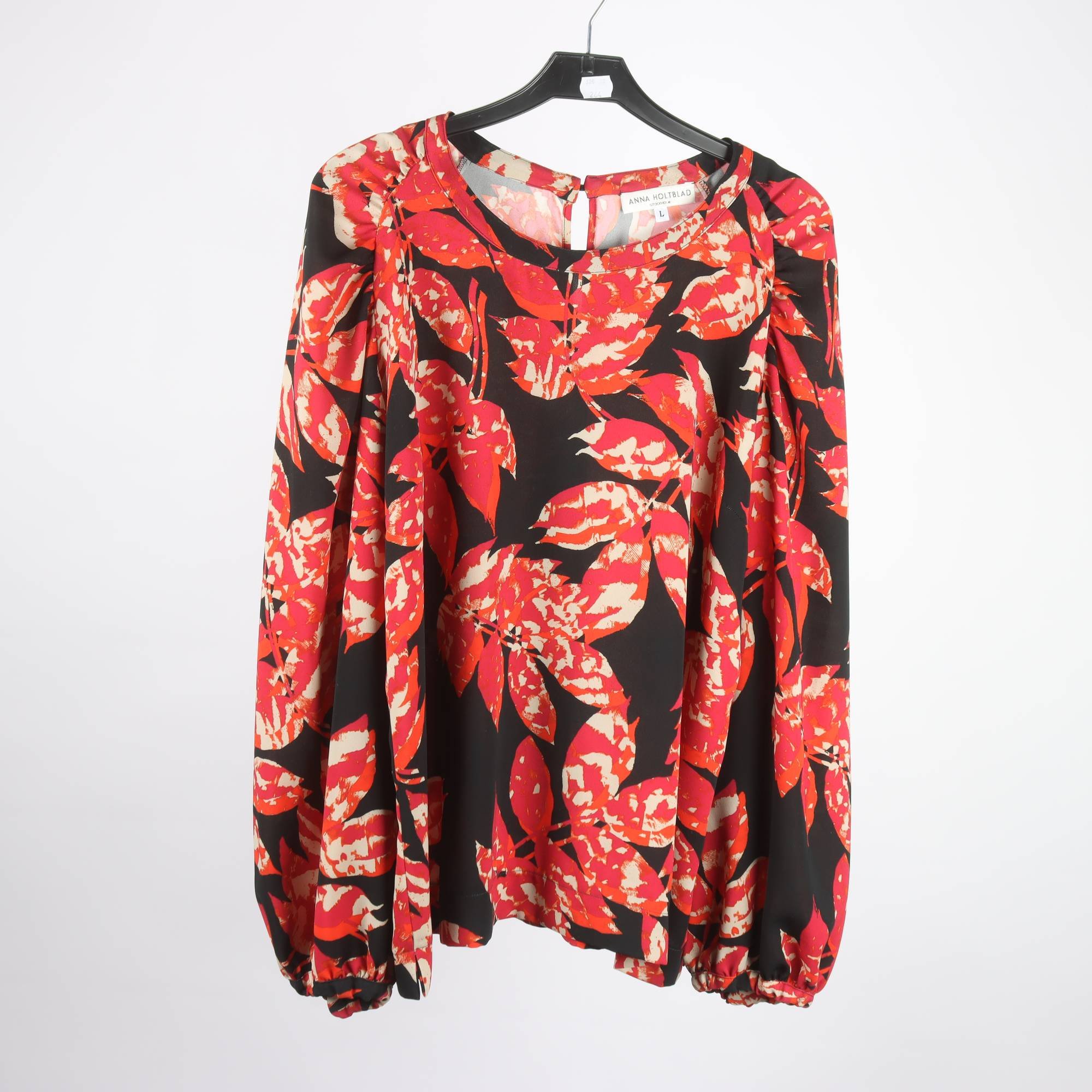 Blus, Anna Holtblad, röd, svart, stl. L.