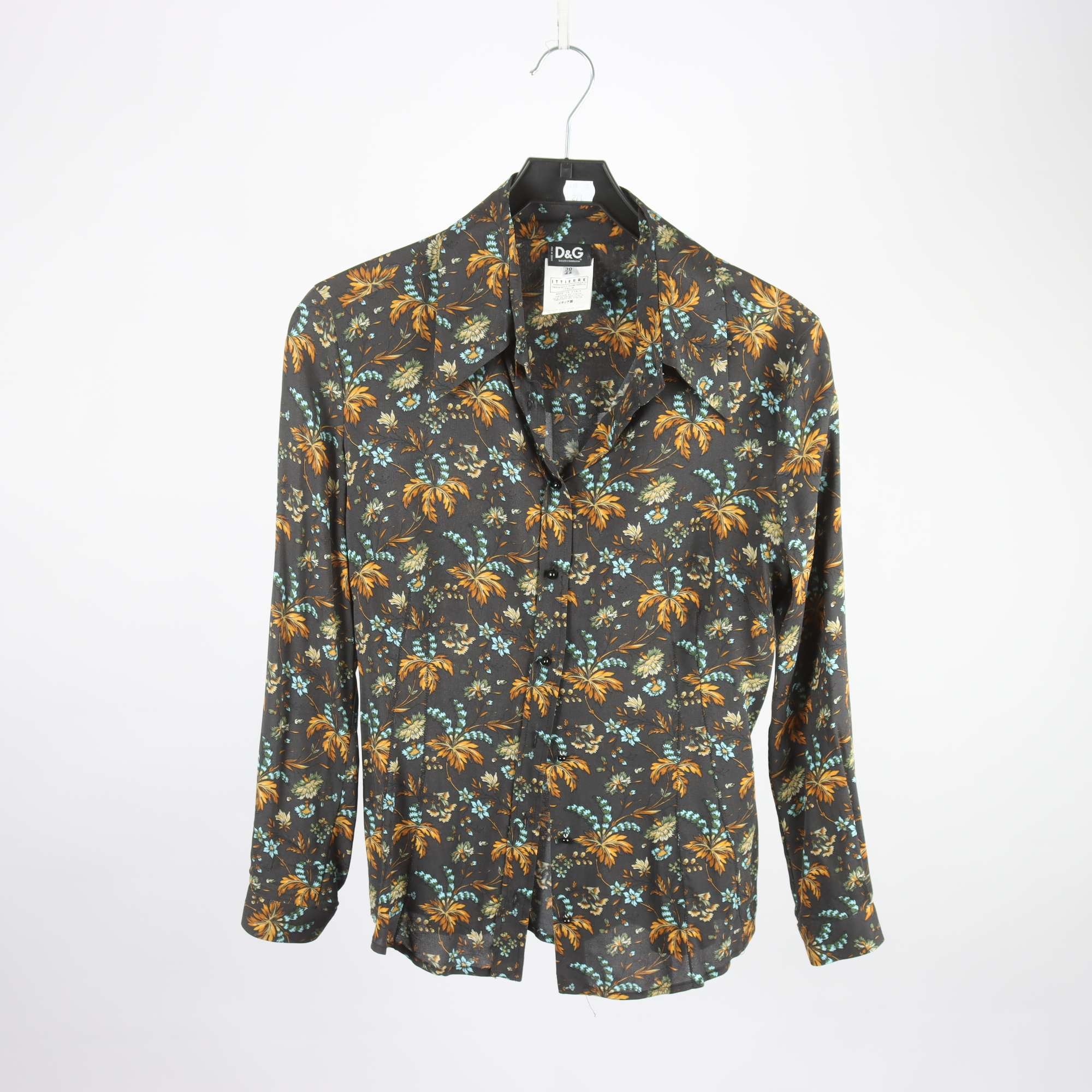 Blus, Dolce & Gabbana, mönstrad, brun, stl. 44.