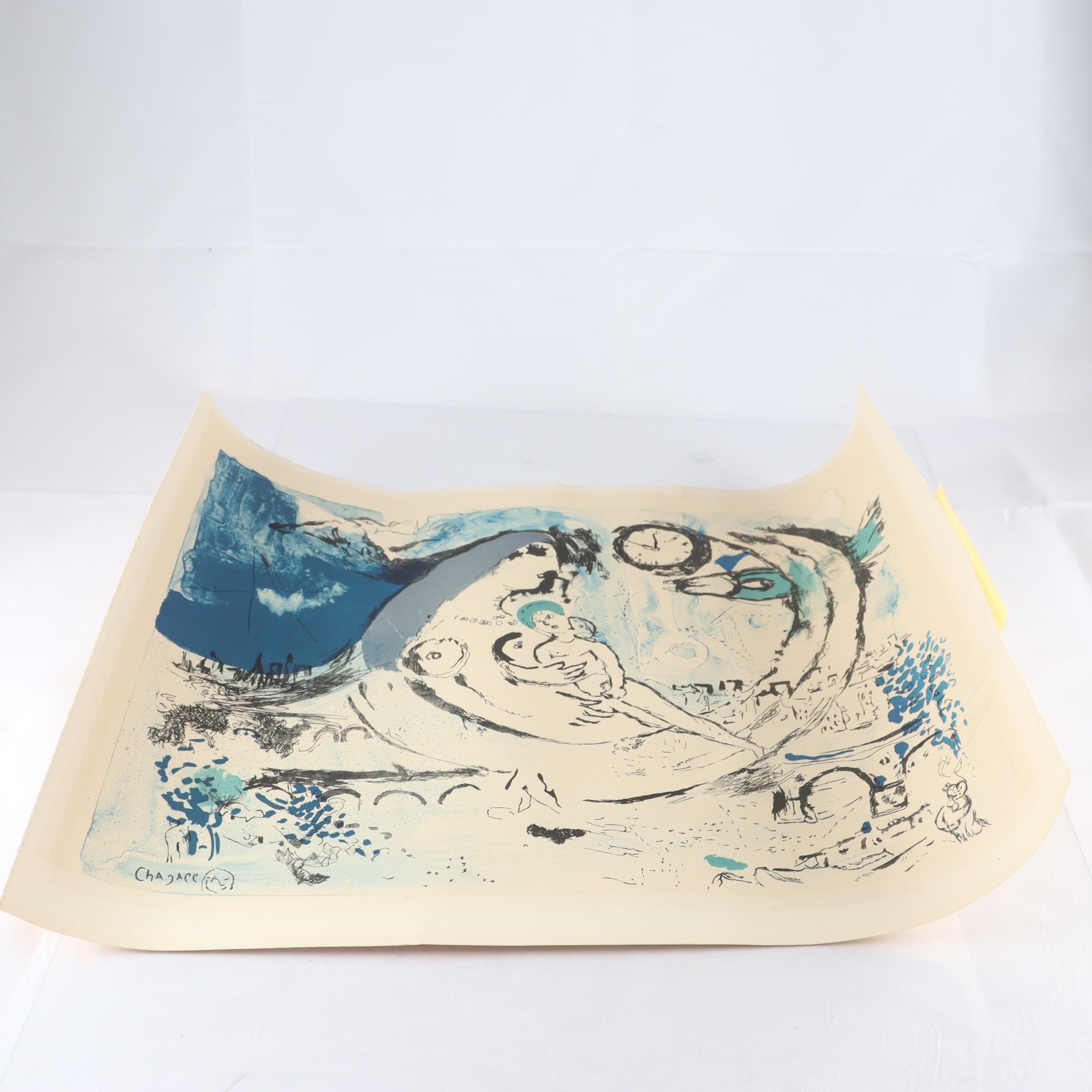 Litografiskt tryck, Blå landskap, Marc Chagall. Endast avhämtning.