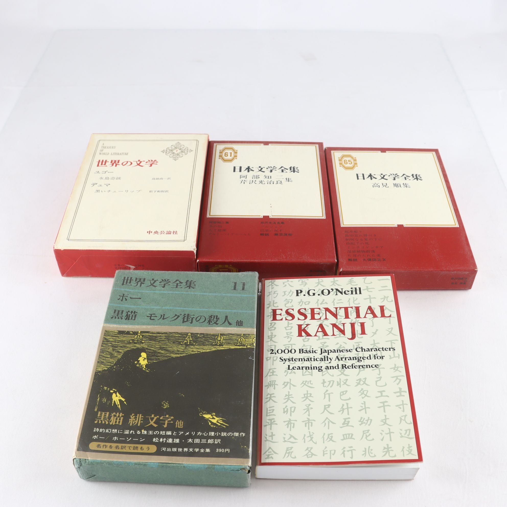 4 böcker på japanska + Essential Kanji (japansk-engelsk ordbok)