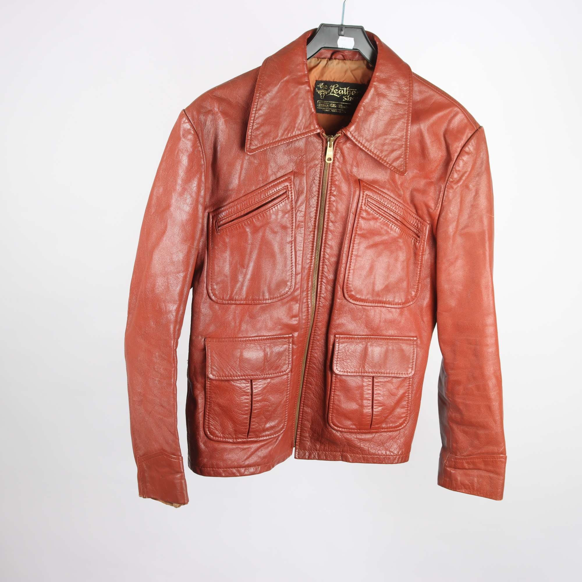Skinnjacka, The Leather Shop, brun, stl. 42.