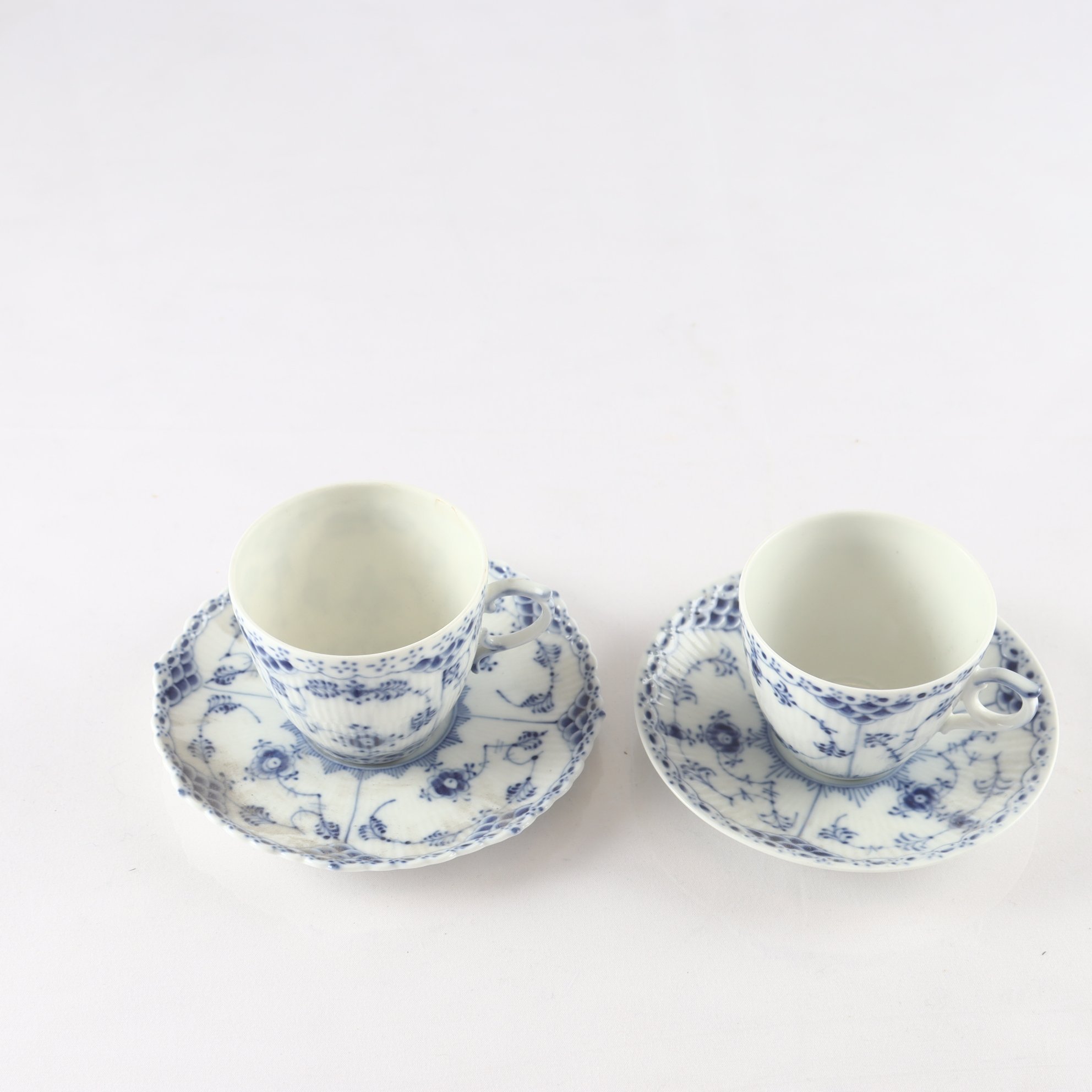 Kaffekoppar med fat, Musselmalet, Royal Copenhagen