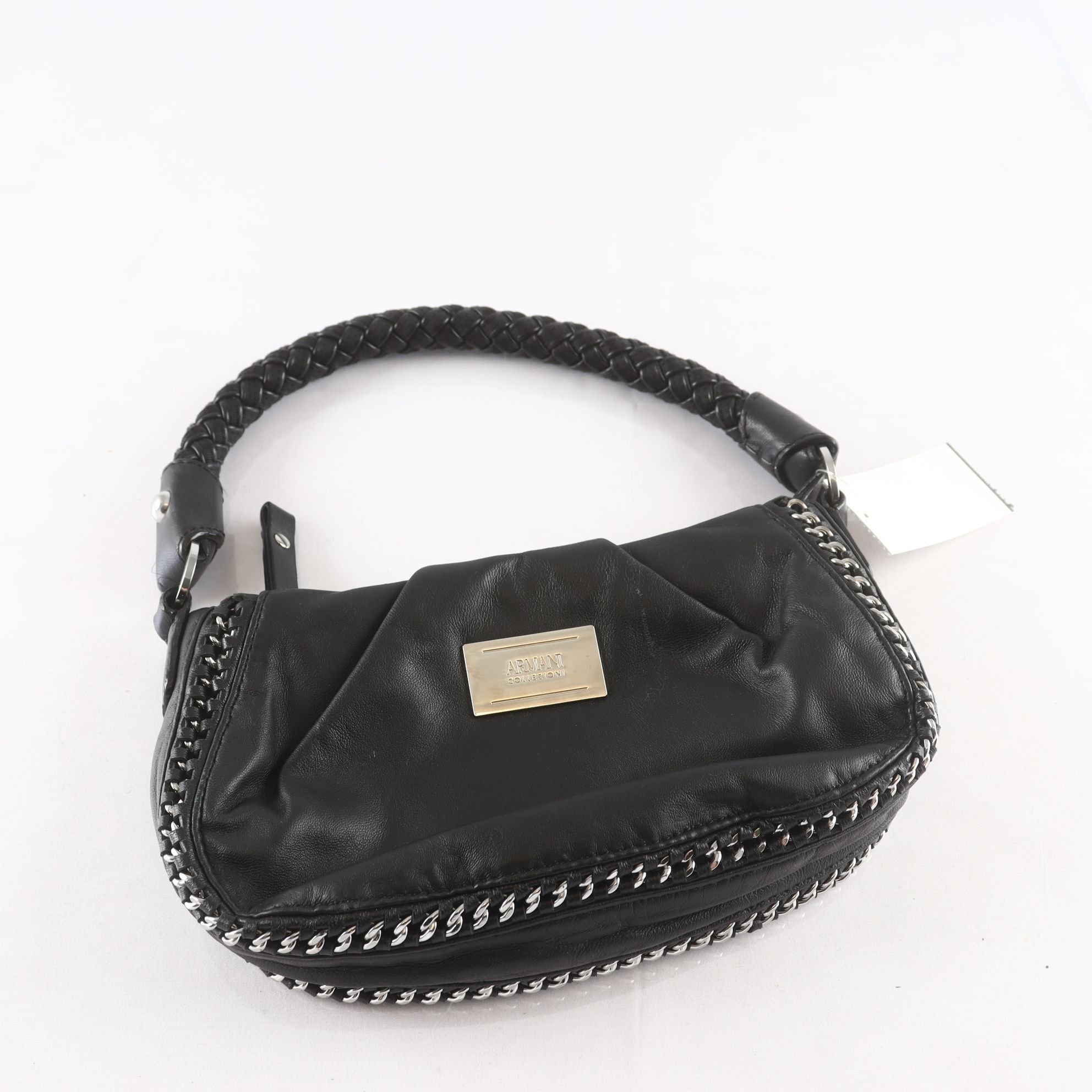Handväska, Armani, svart, skinn