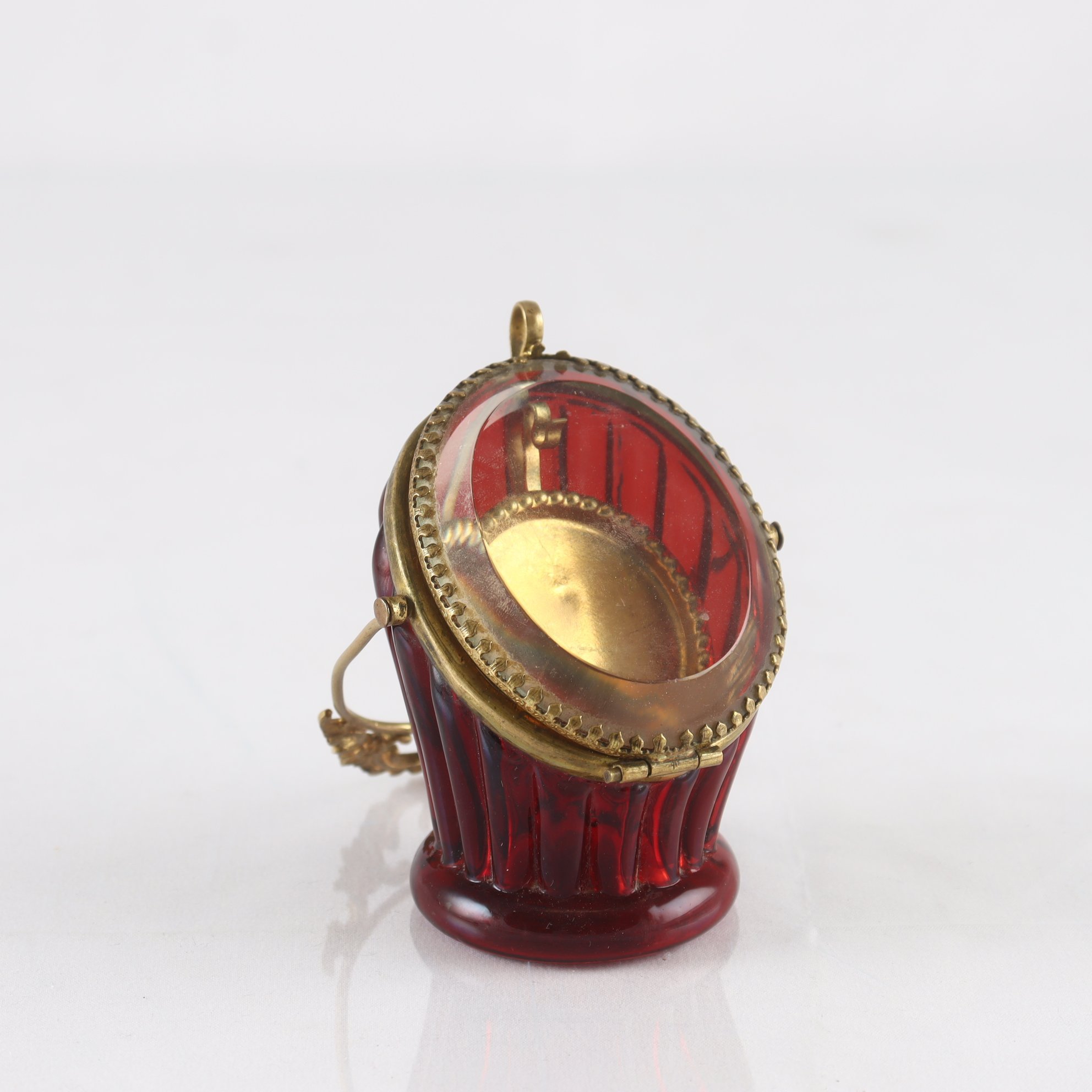 Fickurställ, glas, mässing, 18/1900-tal